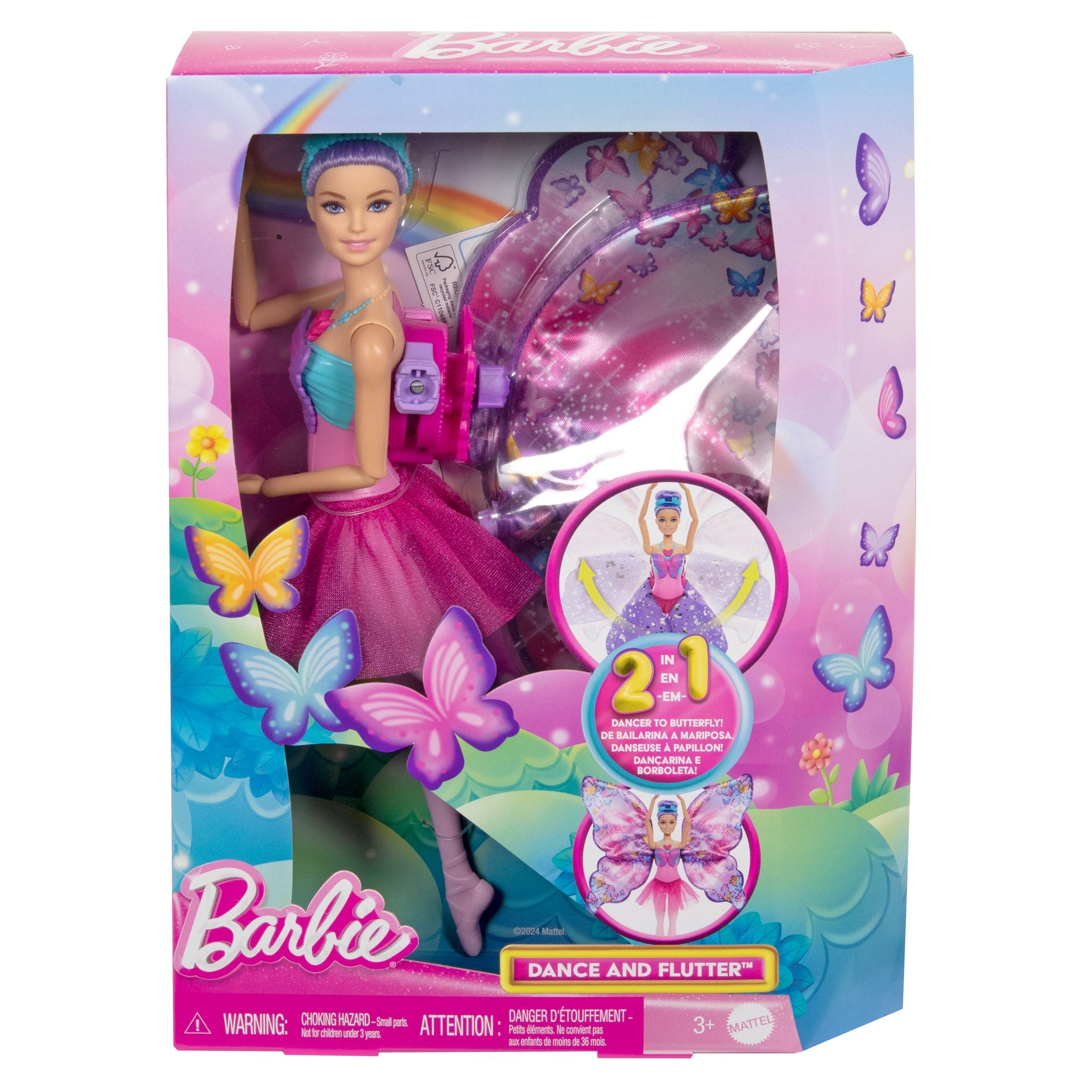 Magical Barbie Doll with Dance and Flutter 2-in-1 Transformation