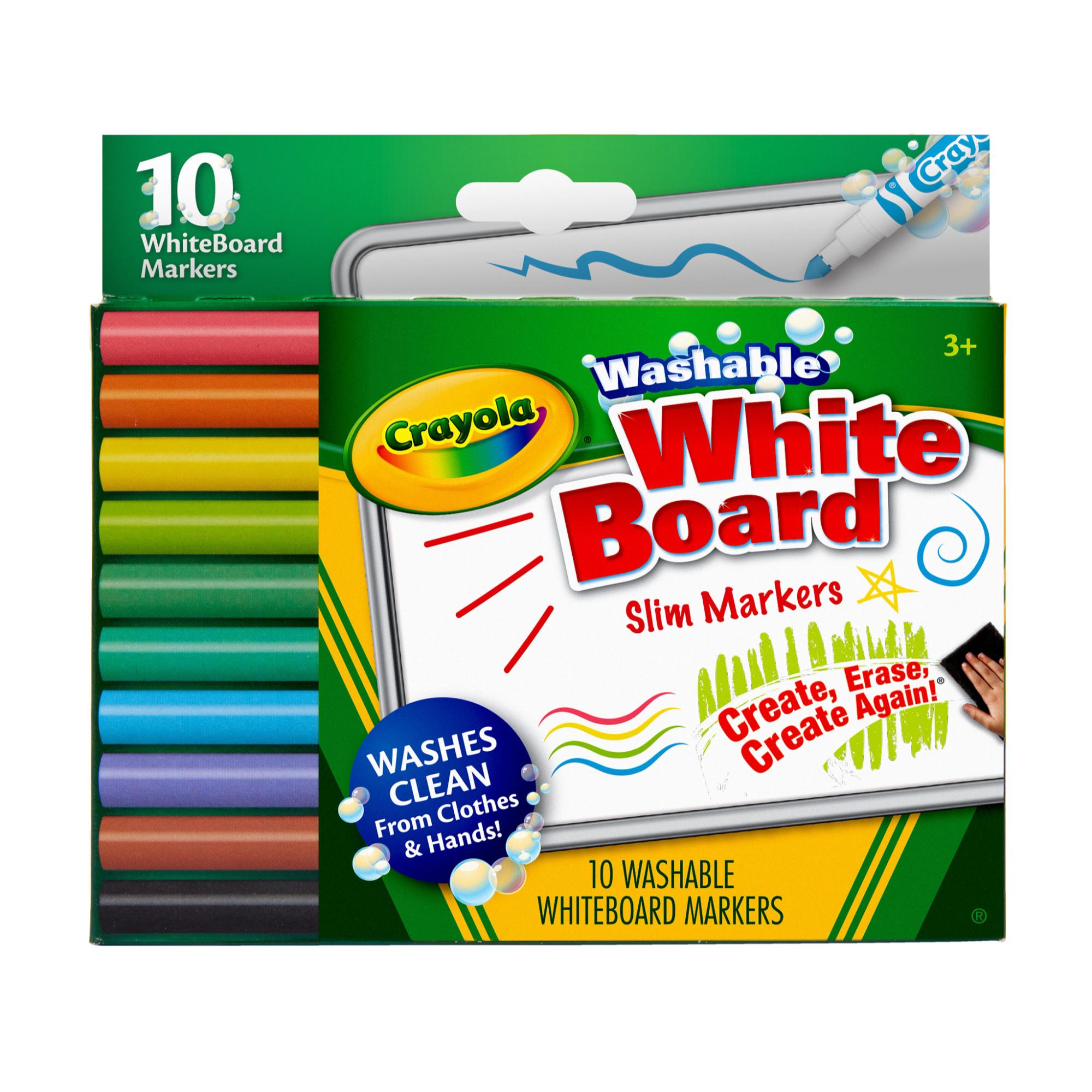 10-Pack Crayola Washable Slim Dry Erase Markers for Home, School, and On-the-Go