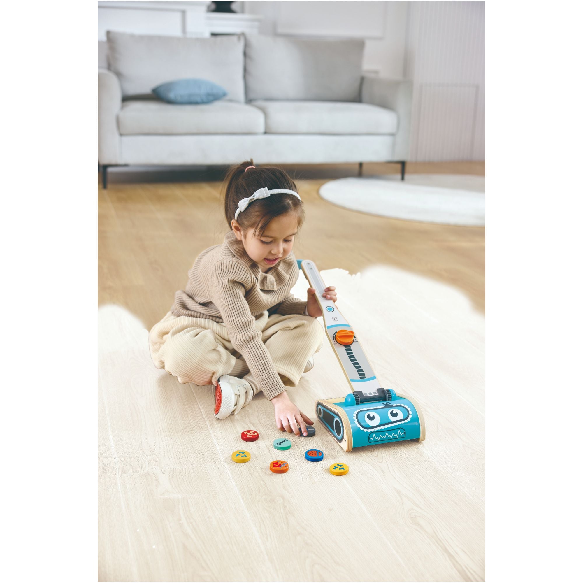 Hape Adorable and Durable Robot Toy Vacuum for Toddlers Aged 2+