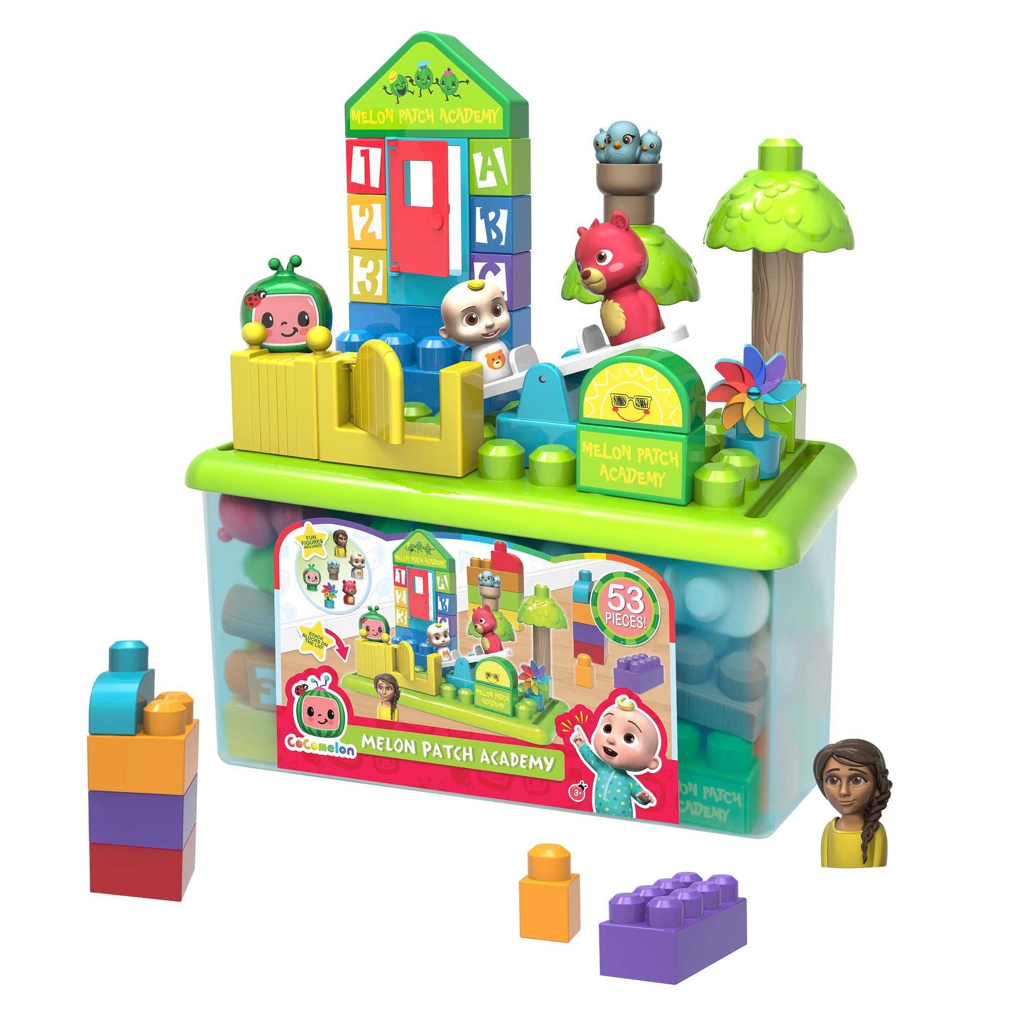 Cocomelon 53-Piece Melon Patch Academy Educational Building Blocks Set