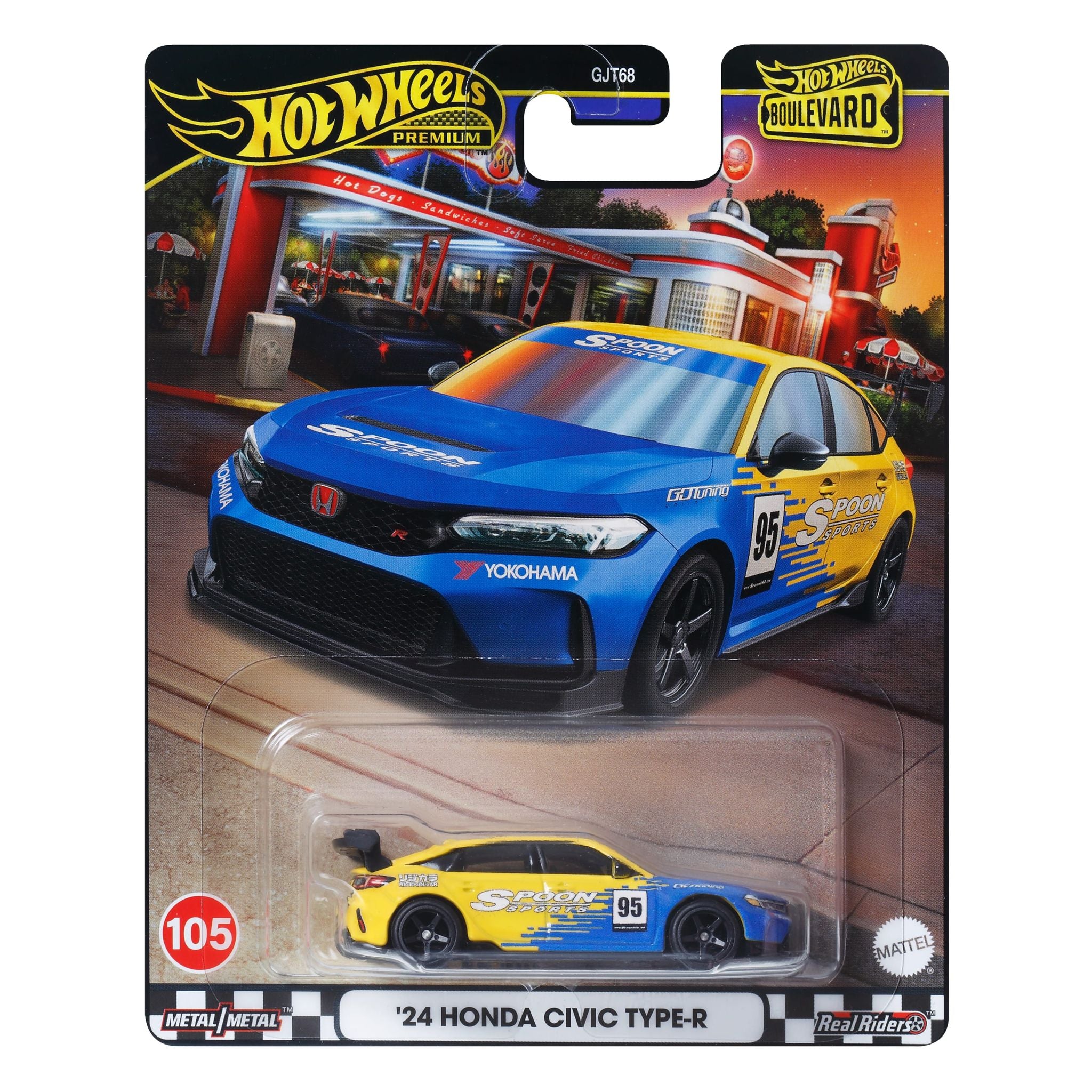 Hot Wheels Boulevard - 2024 Honda Civic Type - R 1:64 Die - Cast Car, Must - Have for Collectors