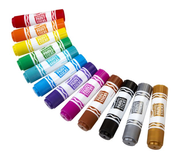 12-Pack Crayola Assorted Washable Paint Sticks for Mess-Free Painting