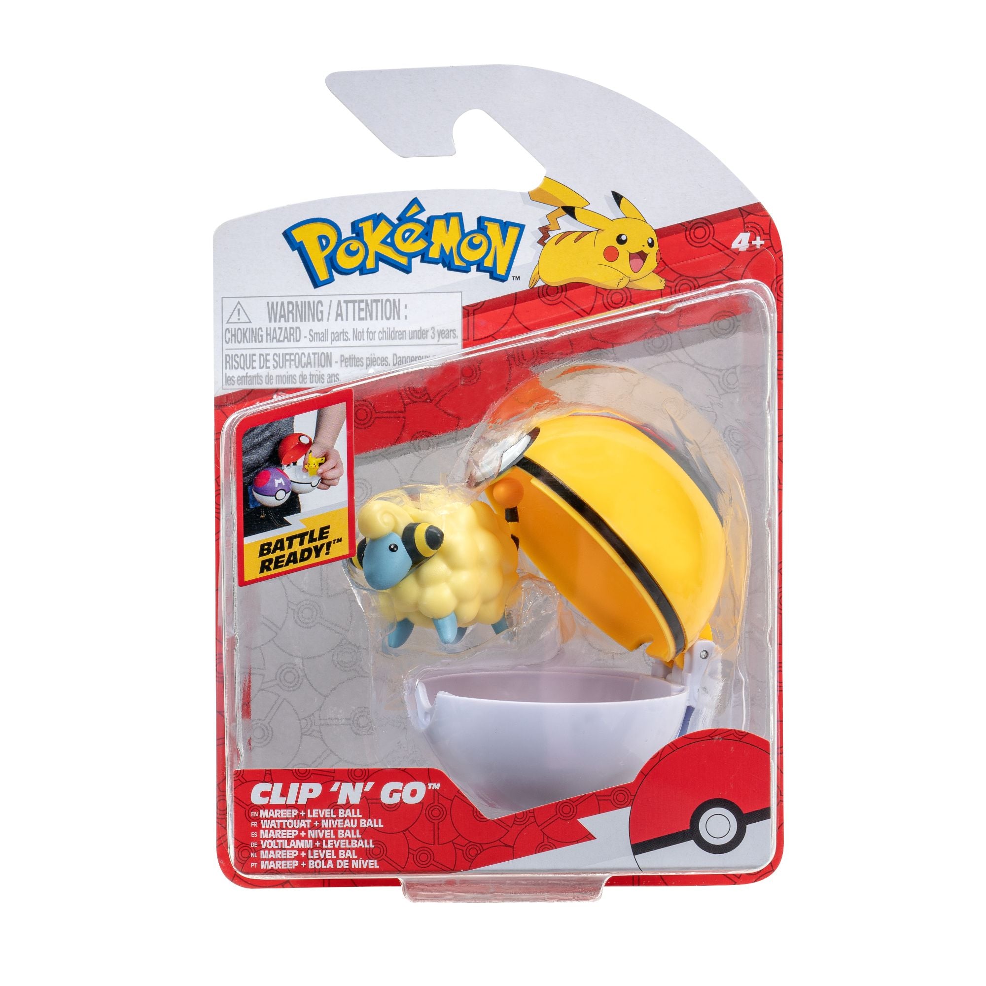 Wicked Cool Toys Pokemon Clip N Go Mareep with Level Ball Set