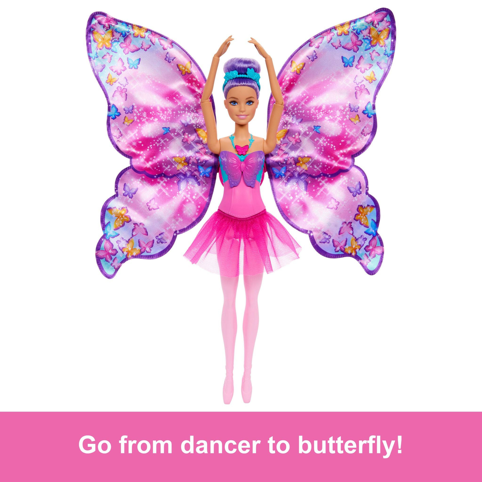Magical Barbie Doll with Dance and Flutter 2-in-1 Transformation