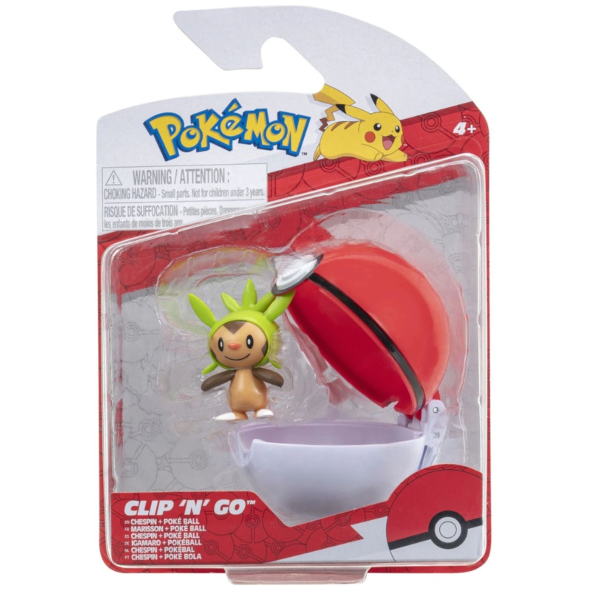Hot Deal! Pokemon Clip N Go Set - Chespin & Poke Ball for Ages 4+