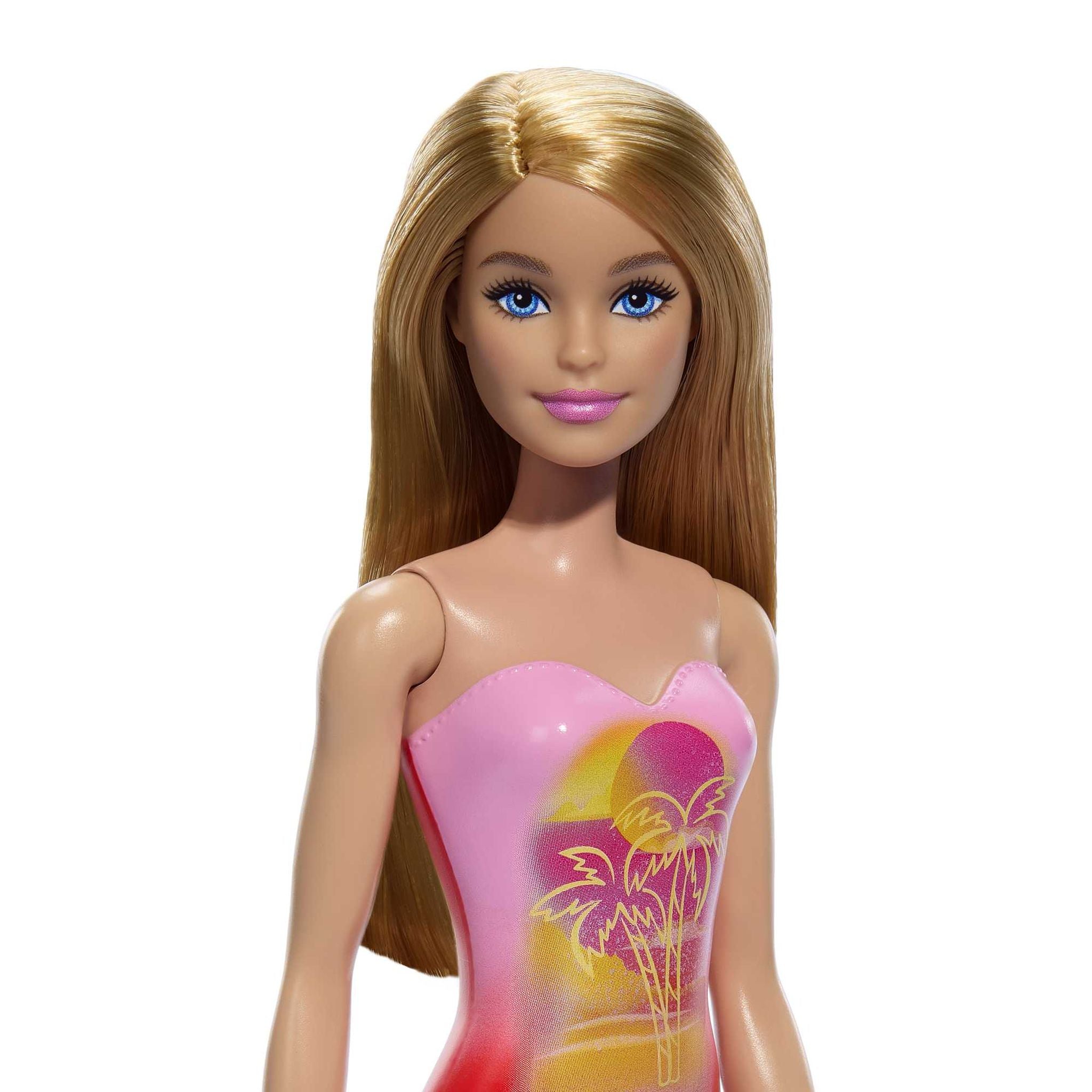 Hot Sale! Barbie Beach Doll in Stylish Pink Pattern Swimsuit for Kids