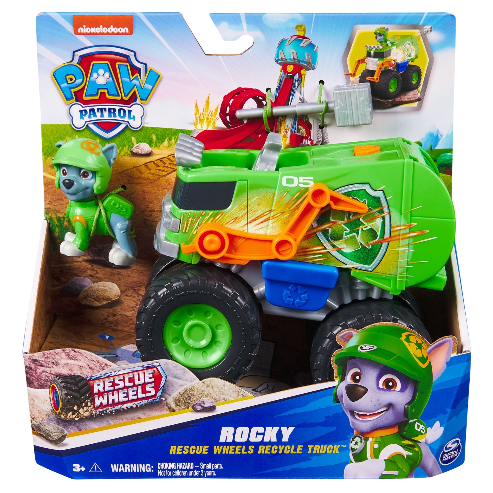 Hot! PAW Patrol Rocky's Rescue Recycle Truck with Big Wheels