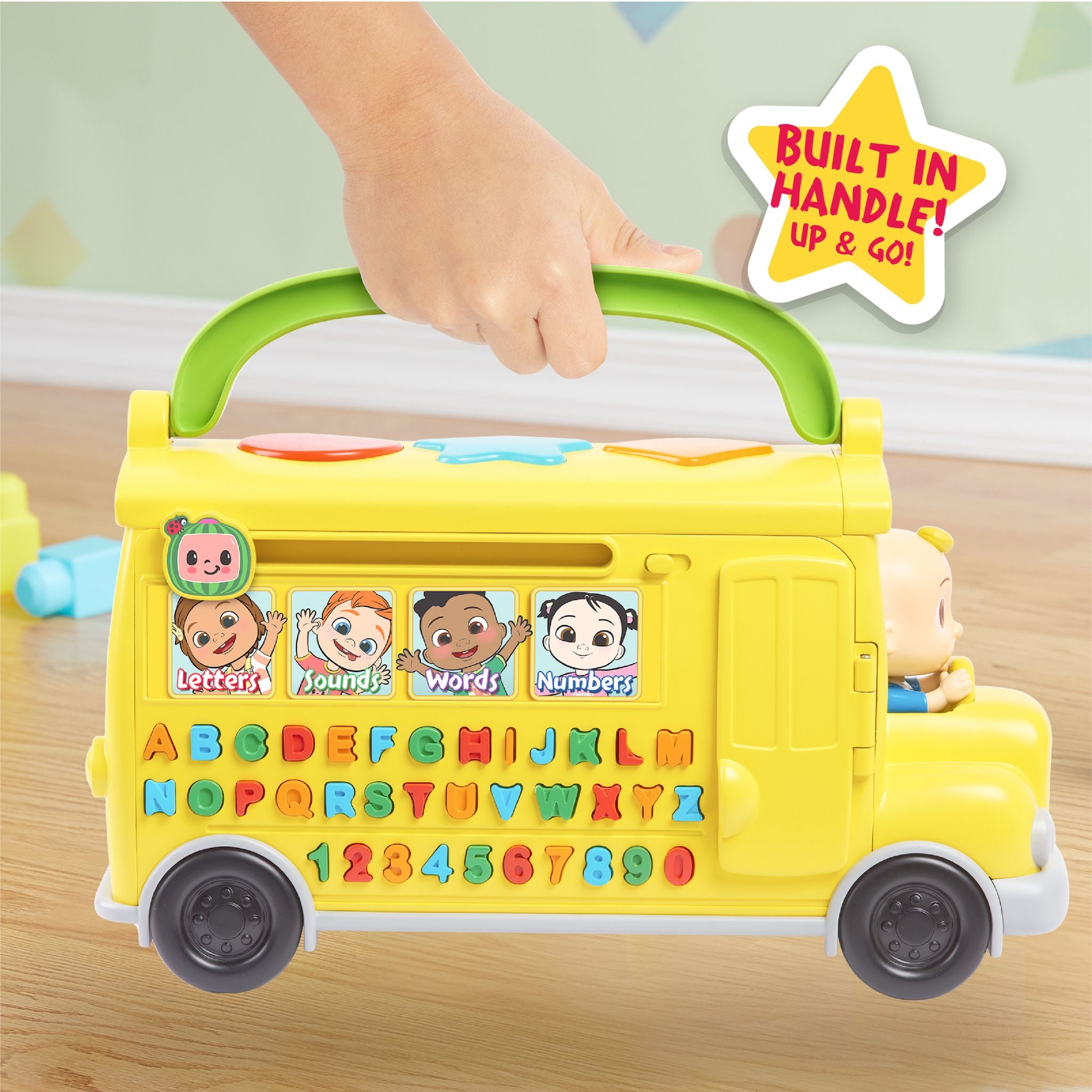Colorful CoComelon Musical Learning Yellow School Bus with JJ Figure