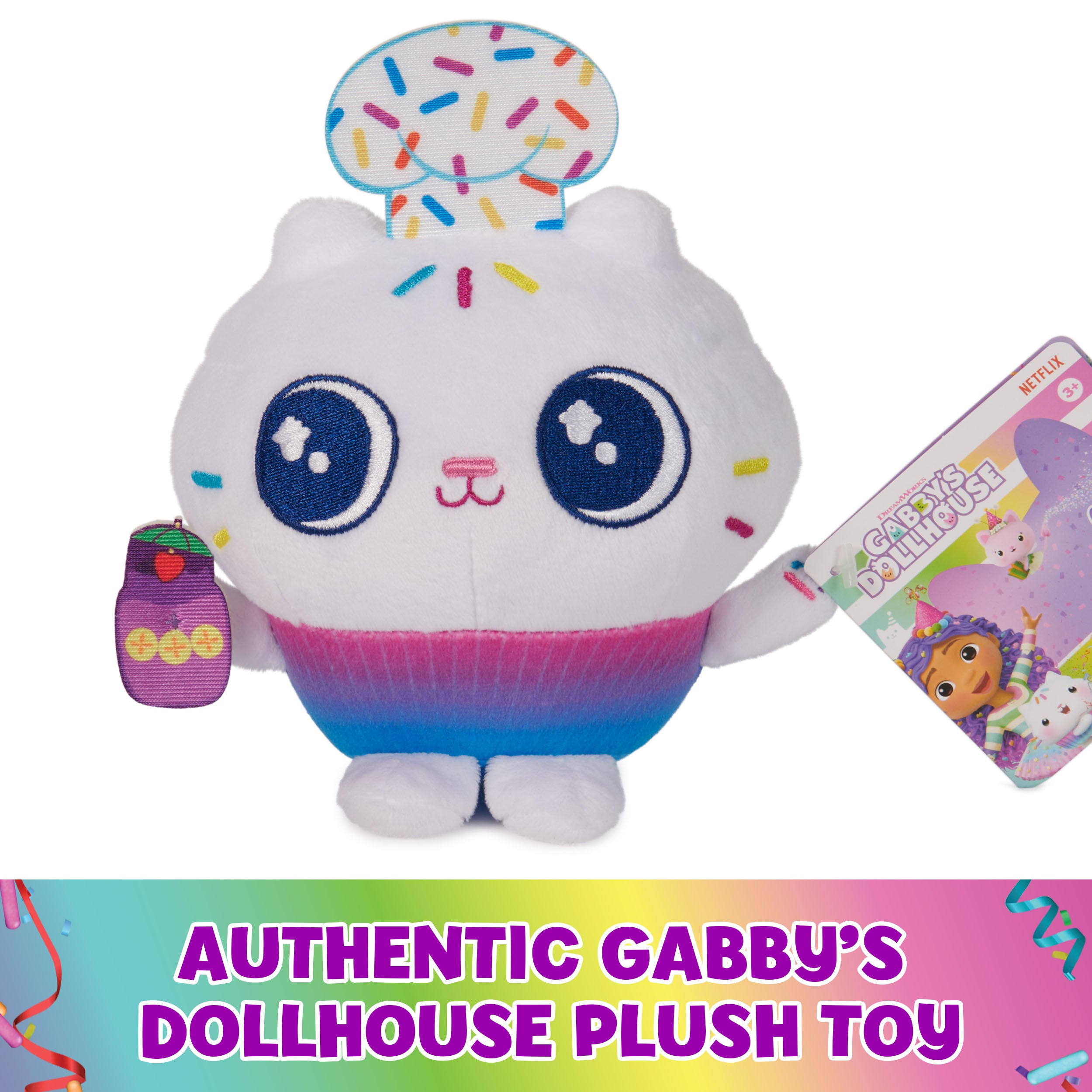Gabby's Dollhouse 6-Inch Celebration Cakey Cat Official Plush Toy