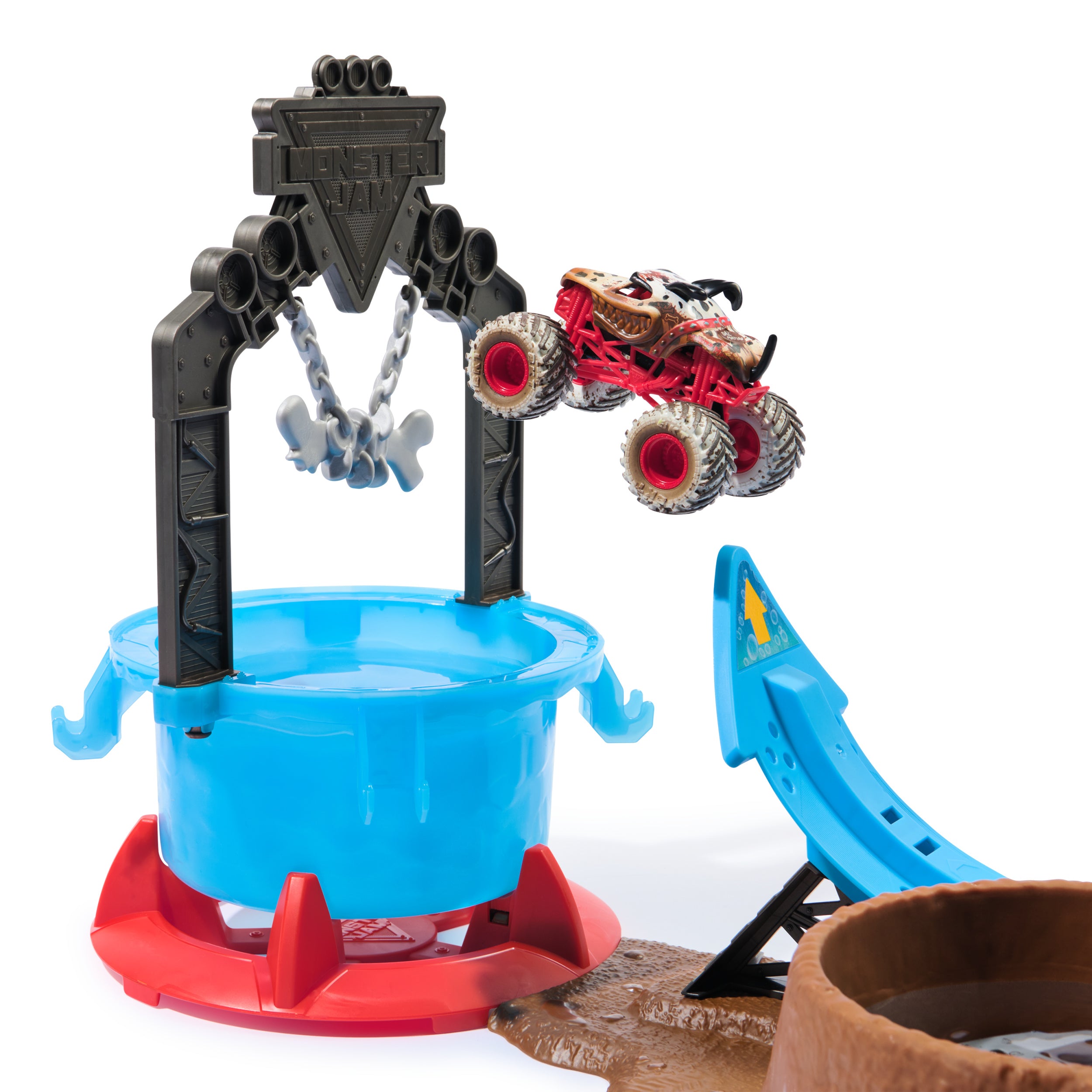 Hot Deal! Monster Jam 1:64 Mud Blasters Monster Mutt Dalmatian Dunk Tank Playset for Kids