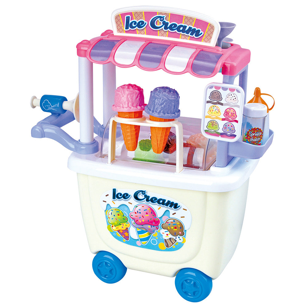Playgo's 28-Piece Colorful Gourmet Ice Cream Cart for Kids