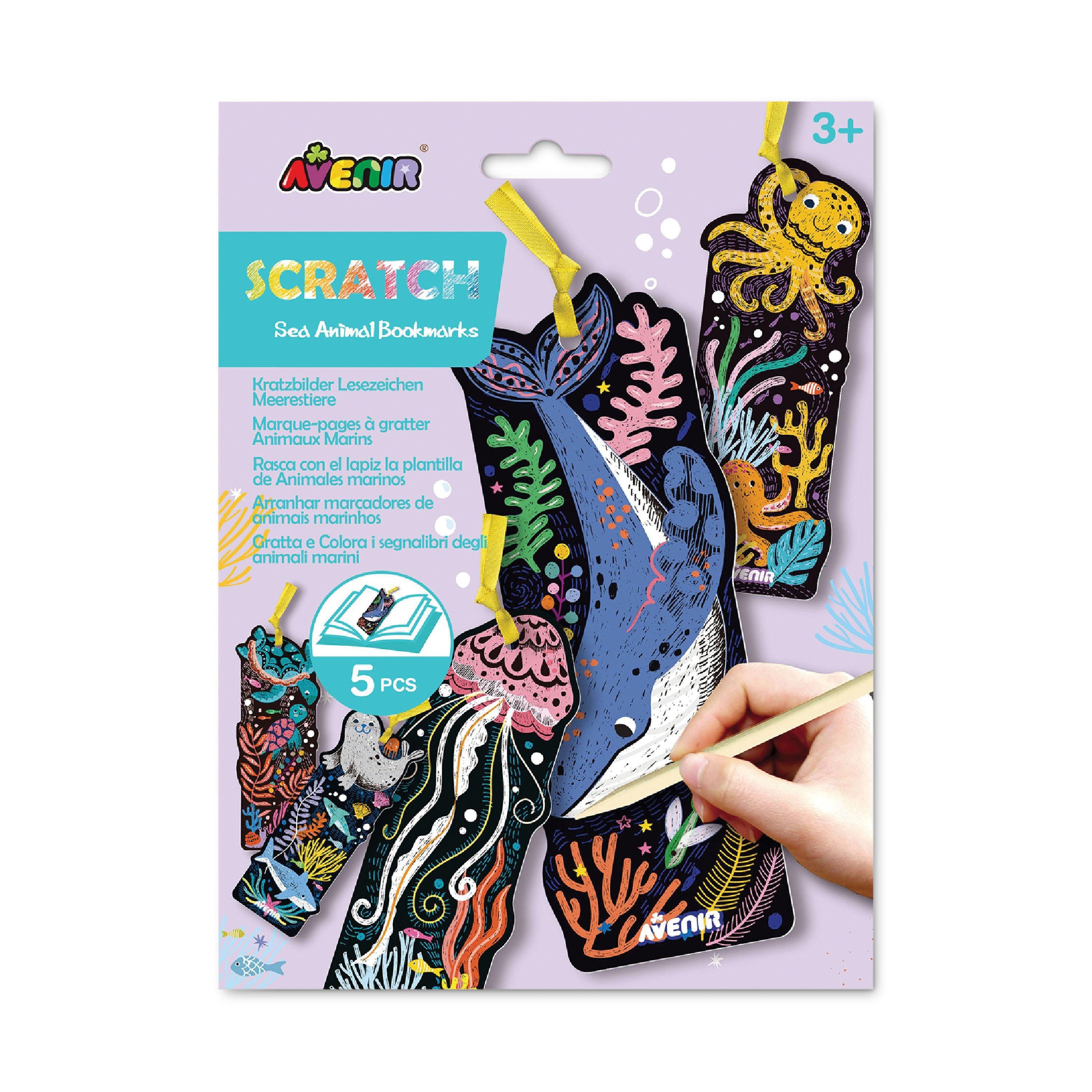 Hot Sale! Personalizable Sea Animal Scratch Bookmarks - Set of 5 for Ages 3+