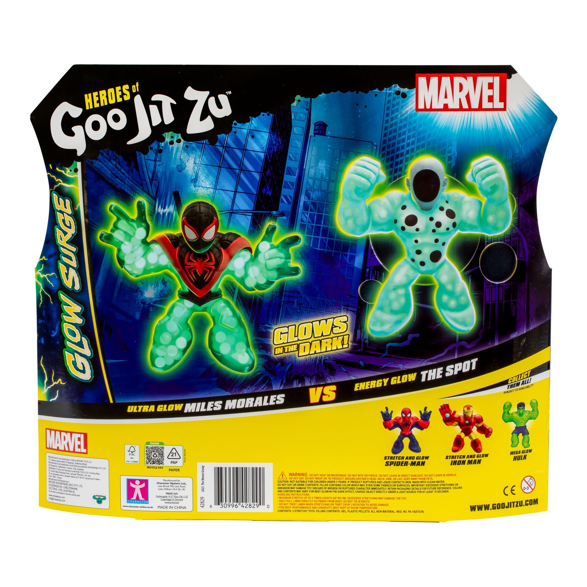 Heroes Of Goo Jit Zu Marvel S9 Glow Surge - Ultra Glow Miles Morales vs Energy Glow The Spot 2 - Pack