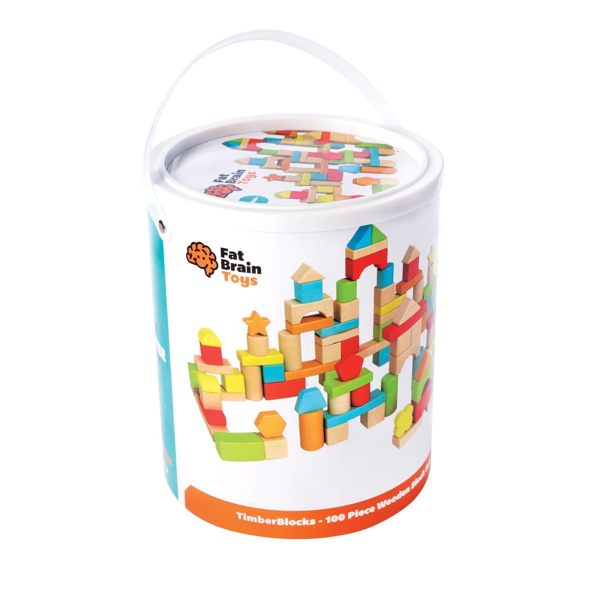 Hot Sale! Fat Brain Toys 100-Piece Set of High-Quality Beech Wood Timber Blocks for Kids