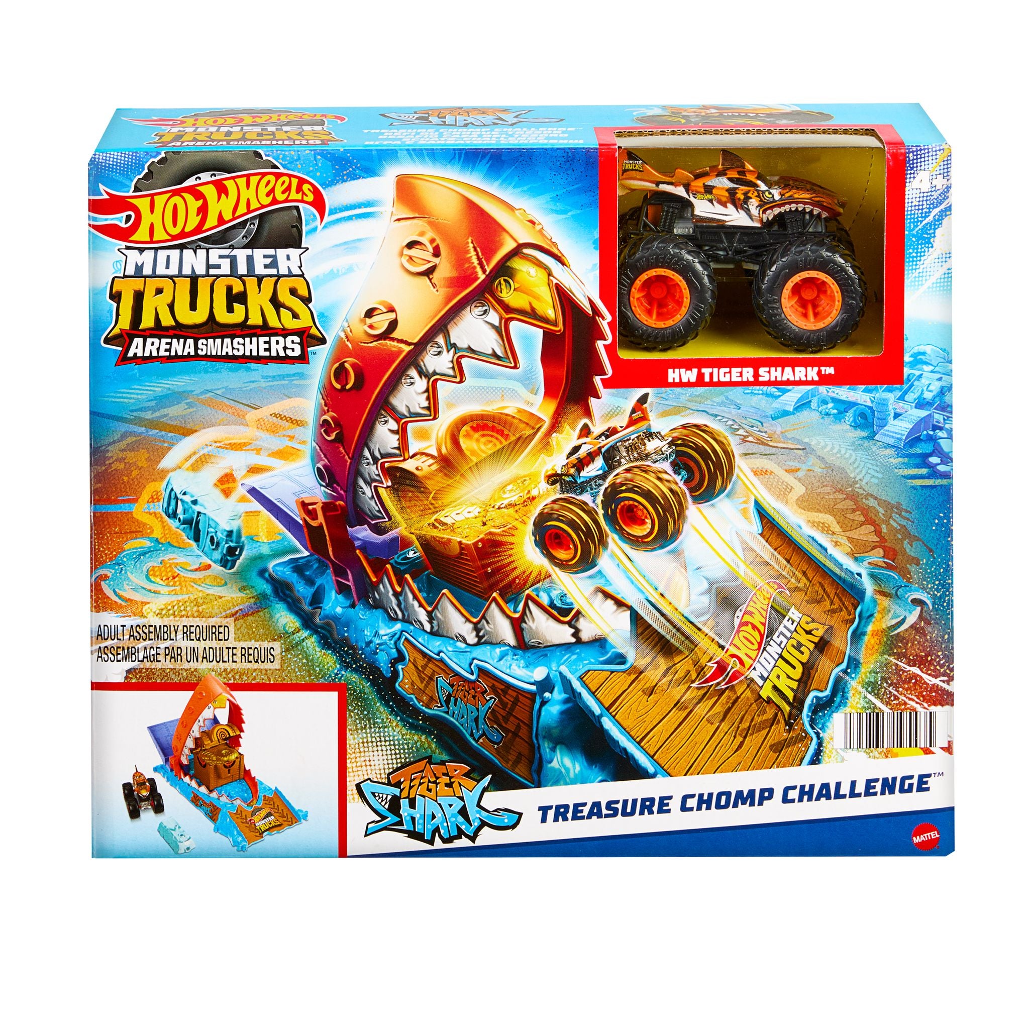 Hot Wheels Monster Trucks Arena Smashers - Exclusive Treasure Chomp Challenge Playset for Kids