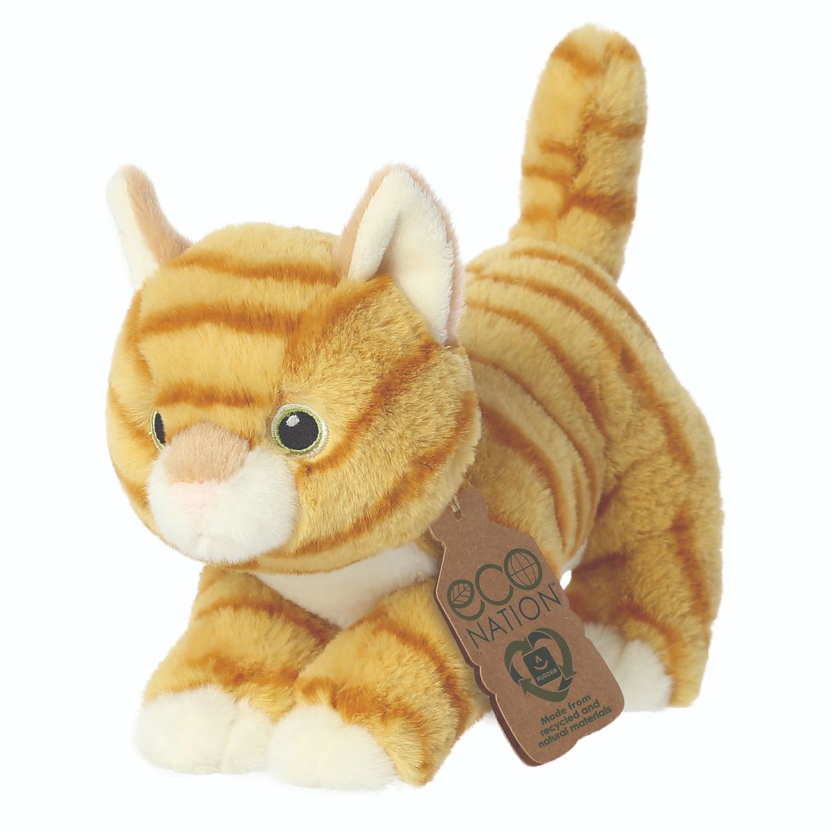 Aurora Eco Nation Orange Tabby Cat Soft Plush - Sustainable & Adorable
