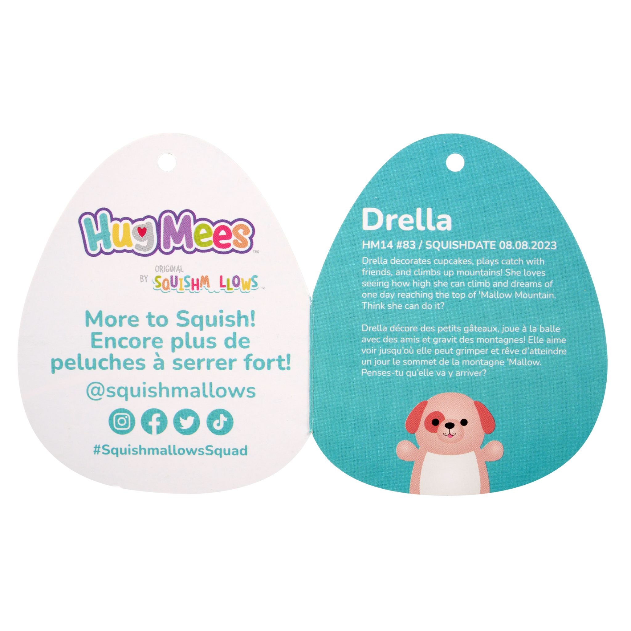 10-Inch Squishmallows Hugmees Drella Peach Dog Plush - Must-Have!