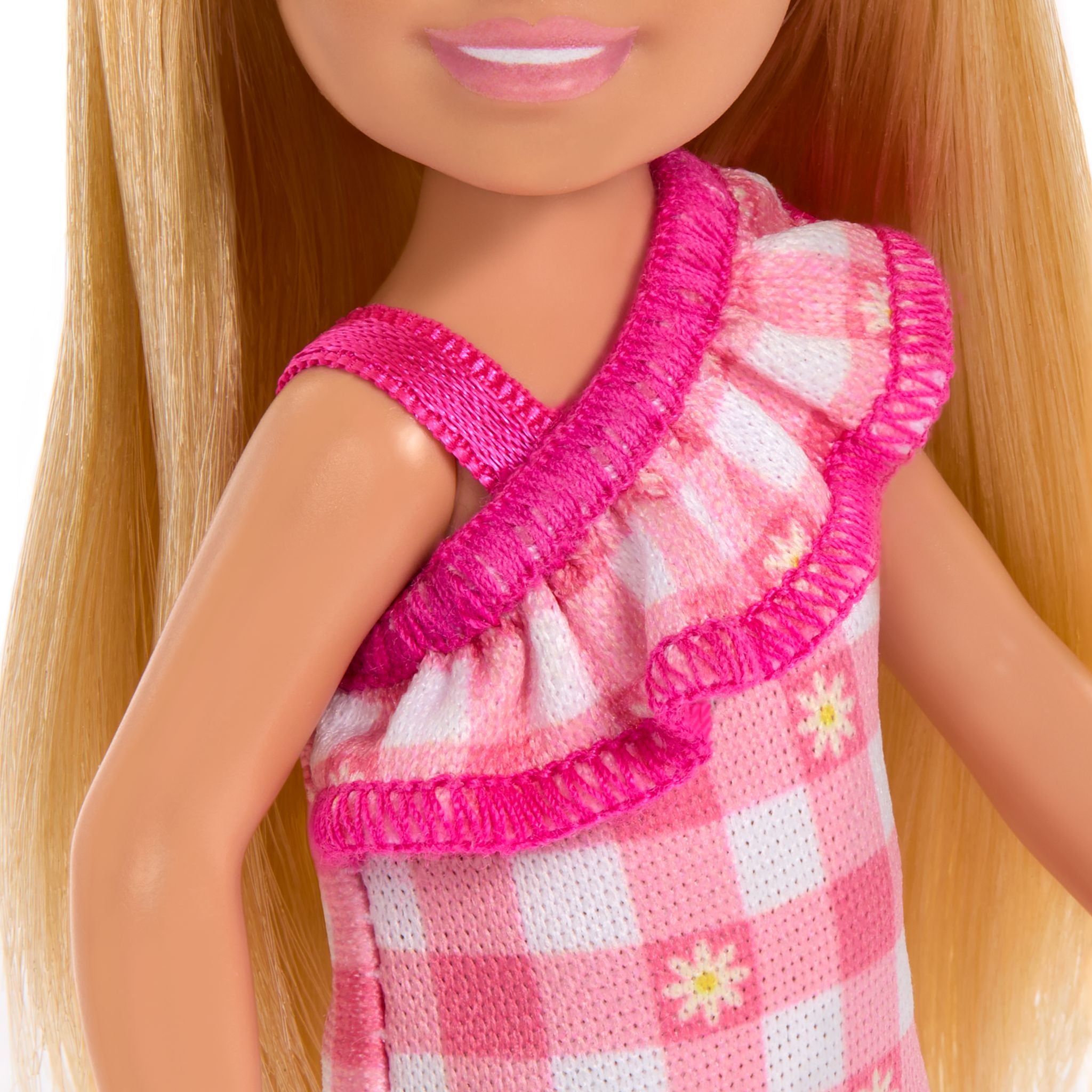 Adorable Barbie Club Chelsea Doll in Gingham Fashion Dress