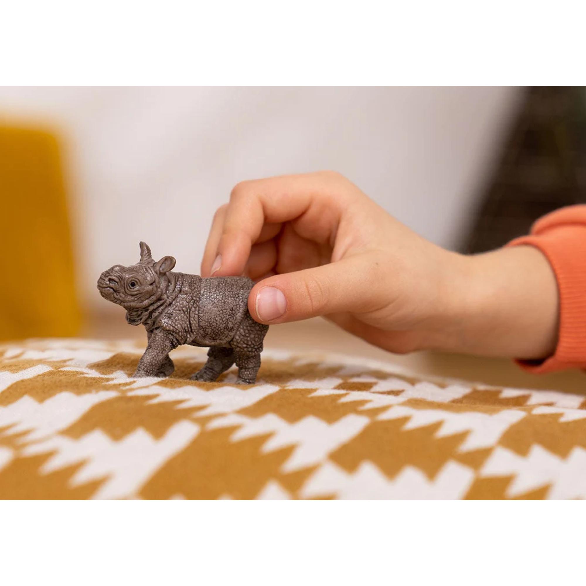 Schleich Collectible Indian Rhinoceros Baby Toy - Ideal for Kids Aged 3 and Up