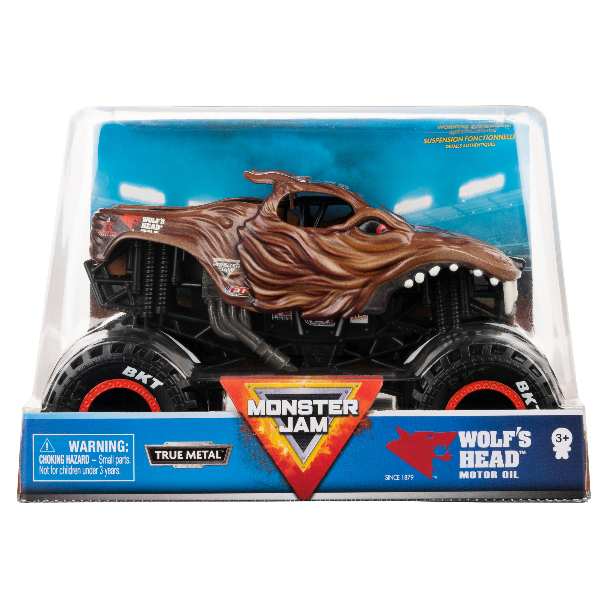 Hot! Monster Jam 1:24 Scale Wolf's Head Motor Oil Monster Truck