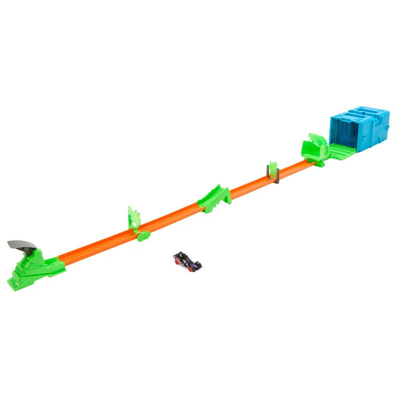 Hot Wheels Toxic-themed Track Builder Set with Super Jump Feature
