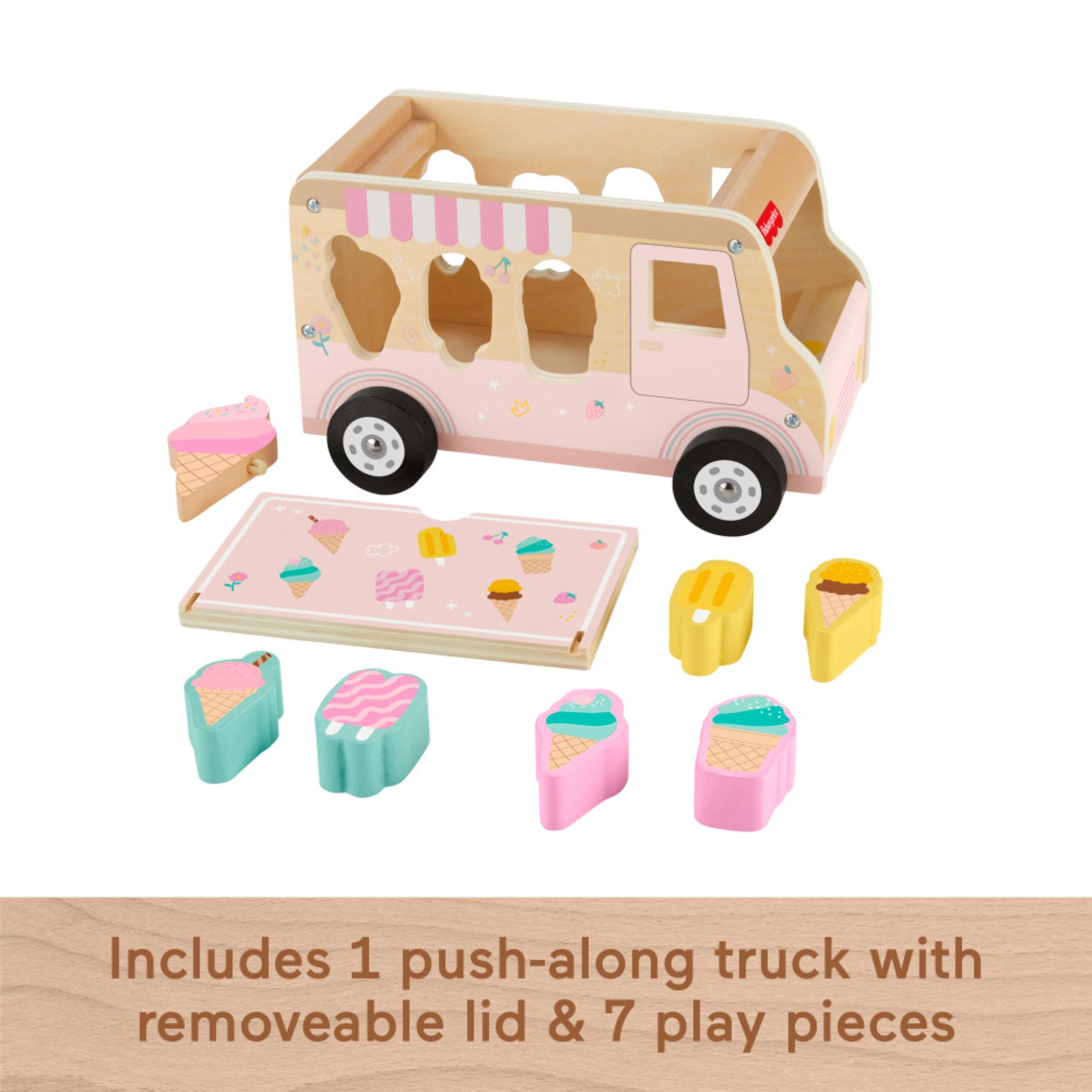 Hot Sale! Fisher-Price Wooden Ice Cream Shape Sorter Toy for Toddlers