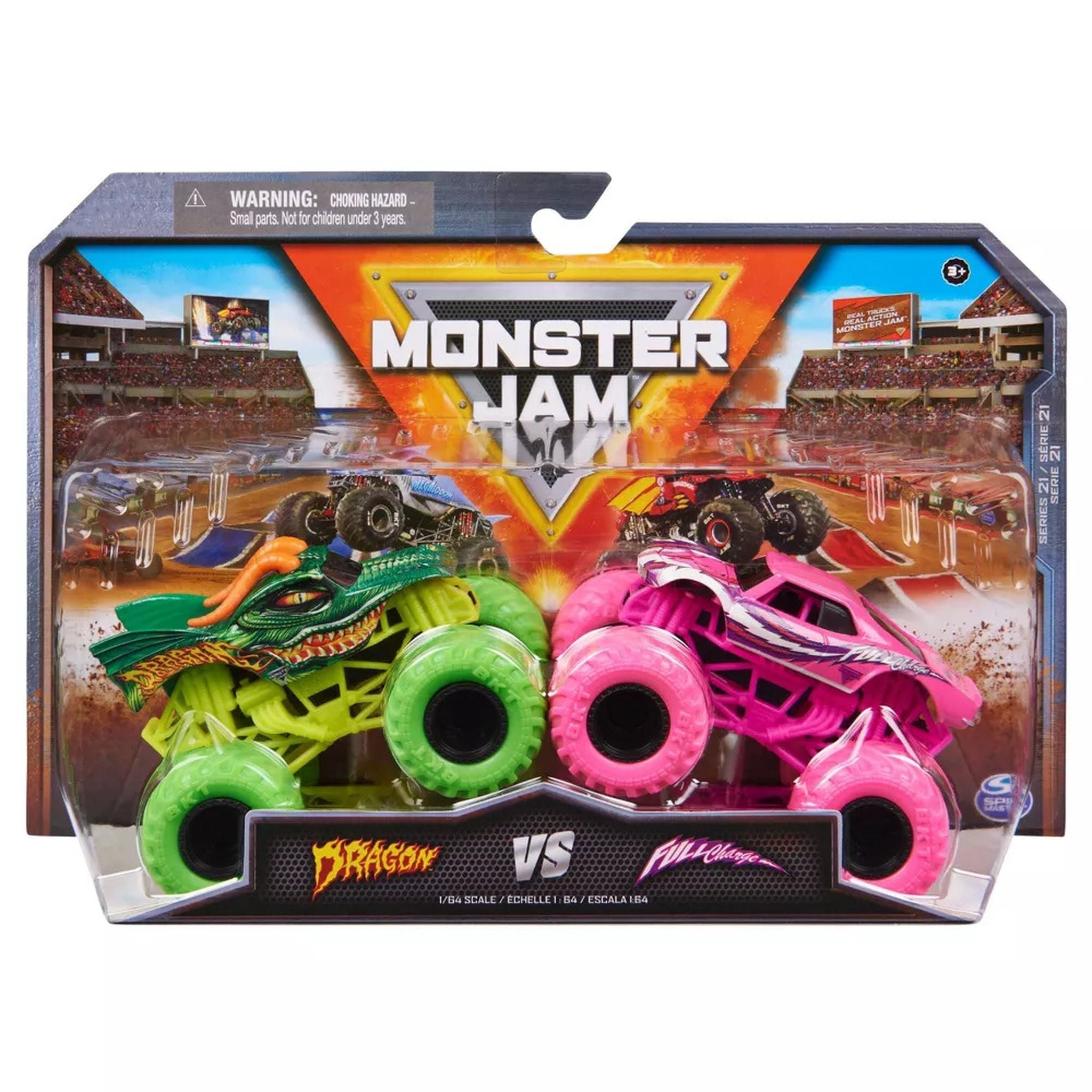 Monster Jam 1:64 Scale 2-Pack - Dragon vs Full Charge | Hot Deal