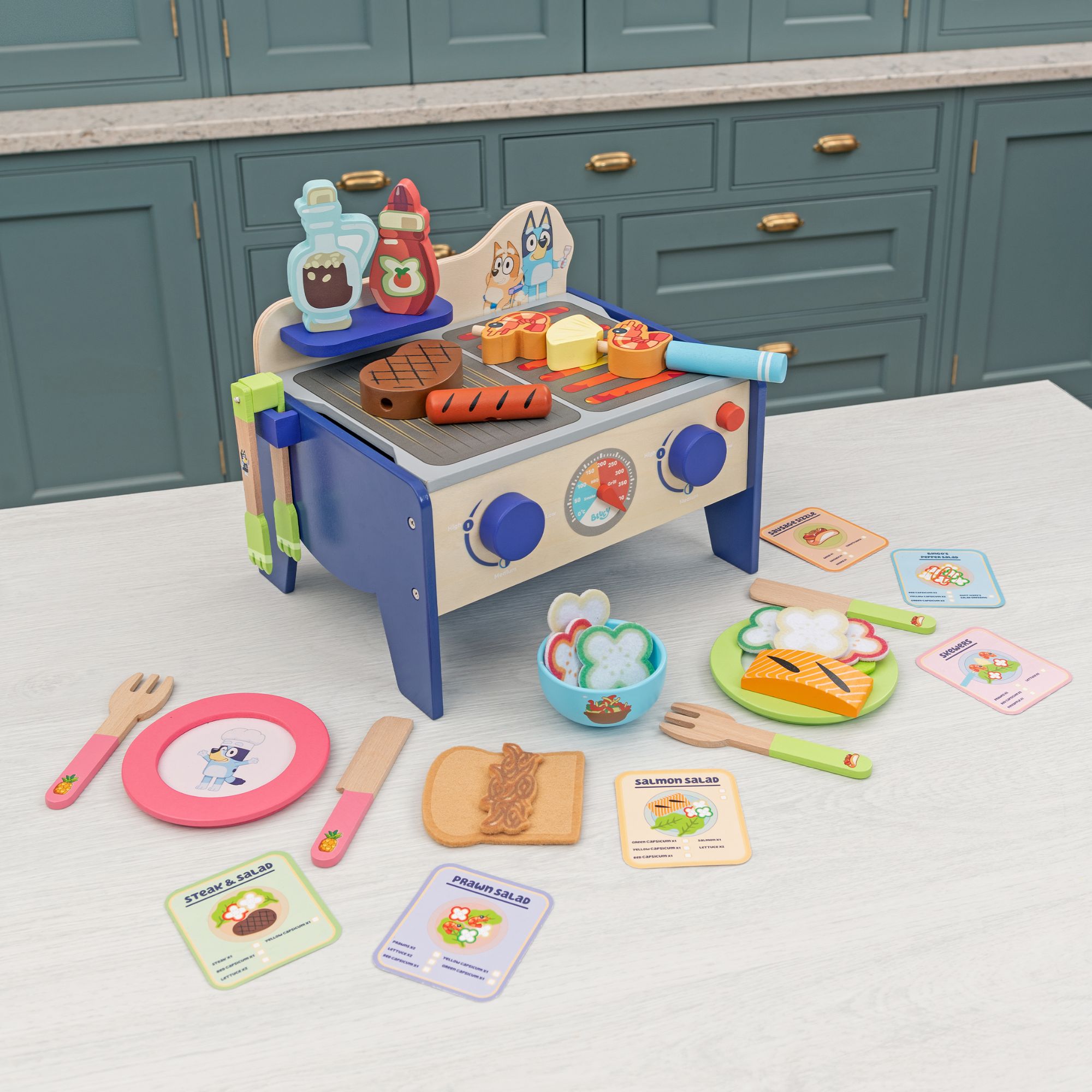 Hot Deal: Bluey's Wooden BBQ & Salad Pretend - Play Set