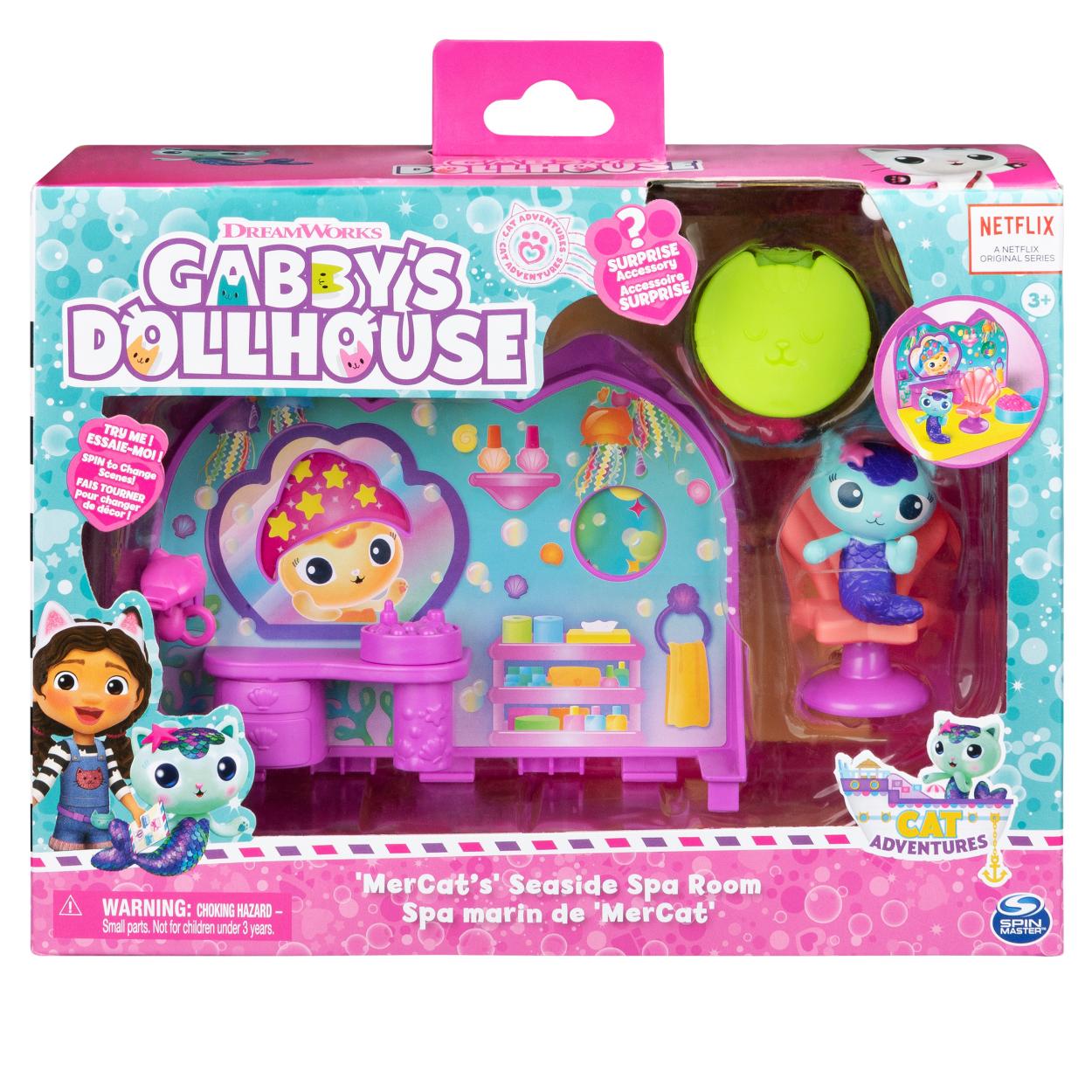 Gabby's Dollhouse Mercat's Spa Room Interactive Playset for Pretend Play
