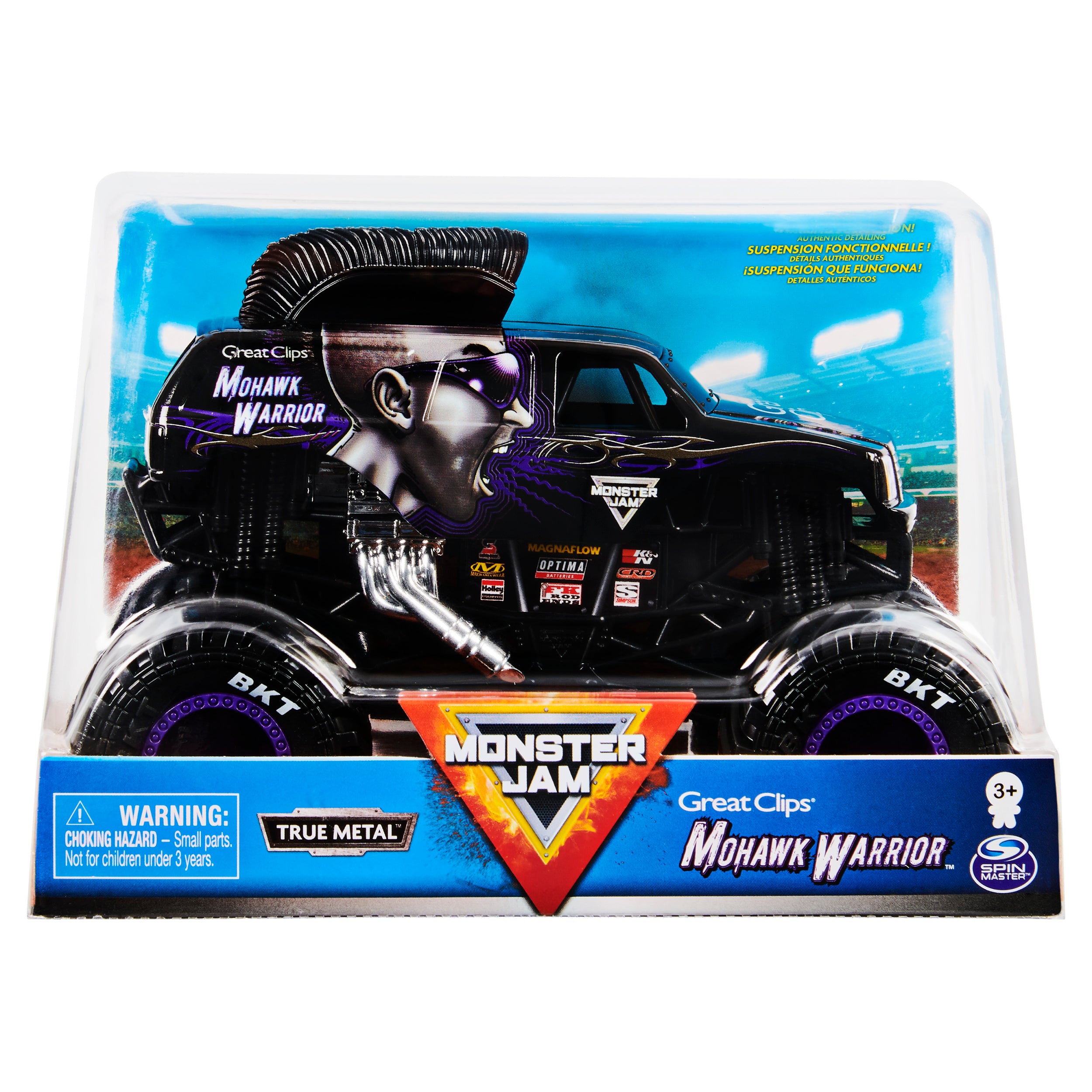 1:24 Scale Monster Jam Die - Cast Great Clips Mohawk Warrior Monster Truck