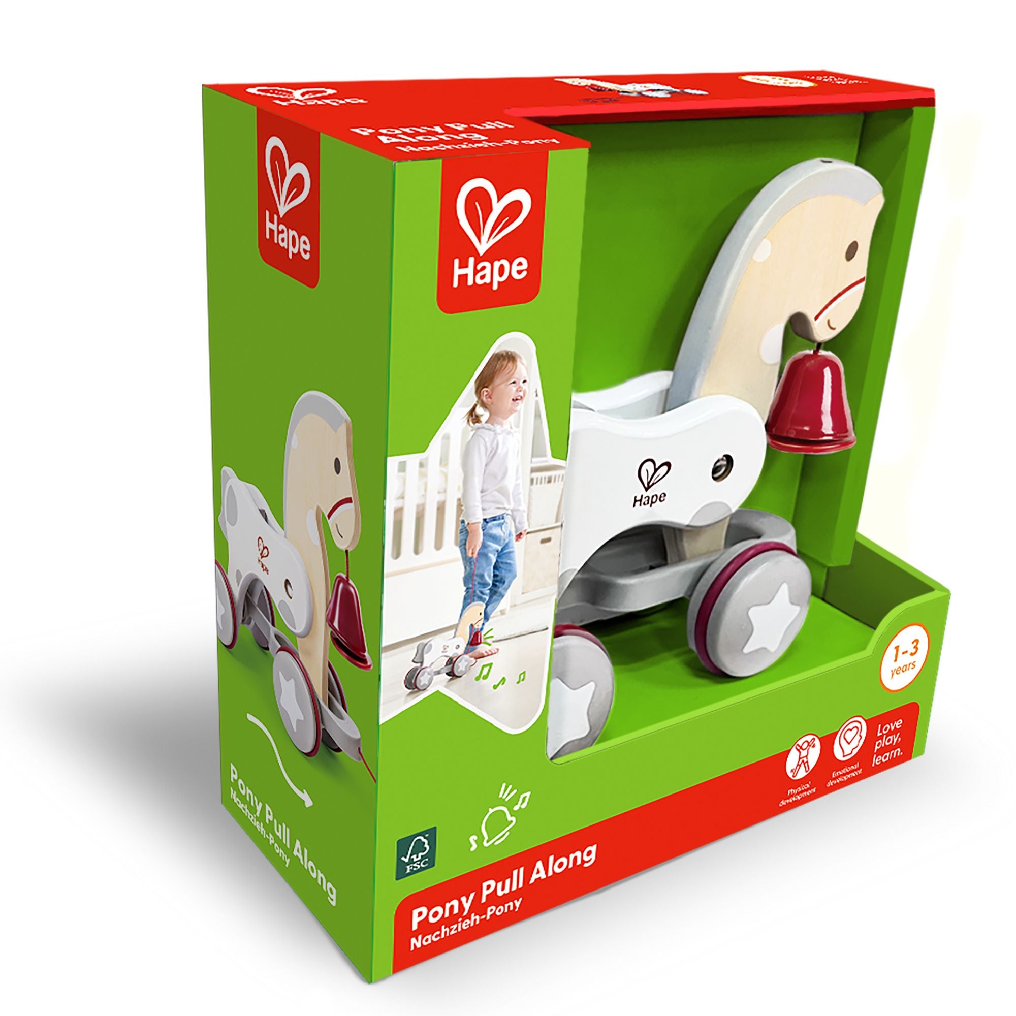 Hape Classic Pull-Along Wooden Pony Toy - Ideal for 1 - 3 Year Olds
