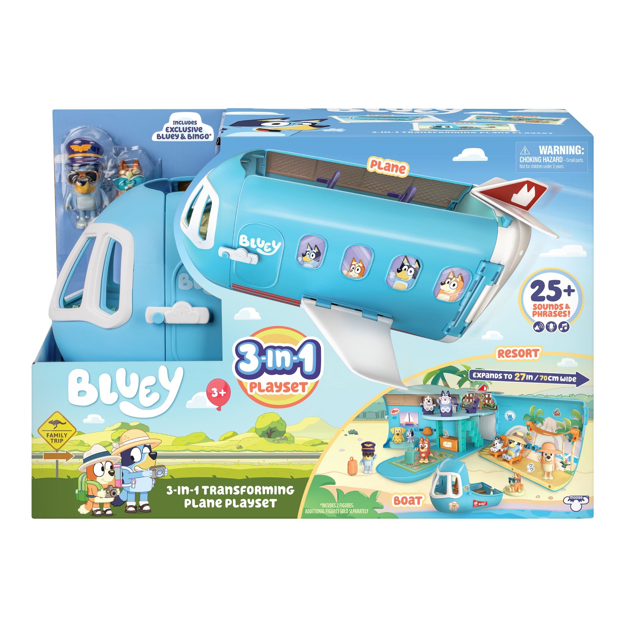 Bluey 3-In-1 Transforming Airplane Playset - Exclusive Figures & Sounds!