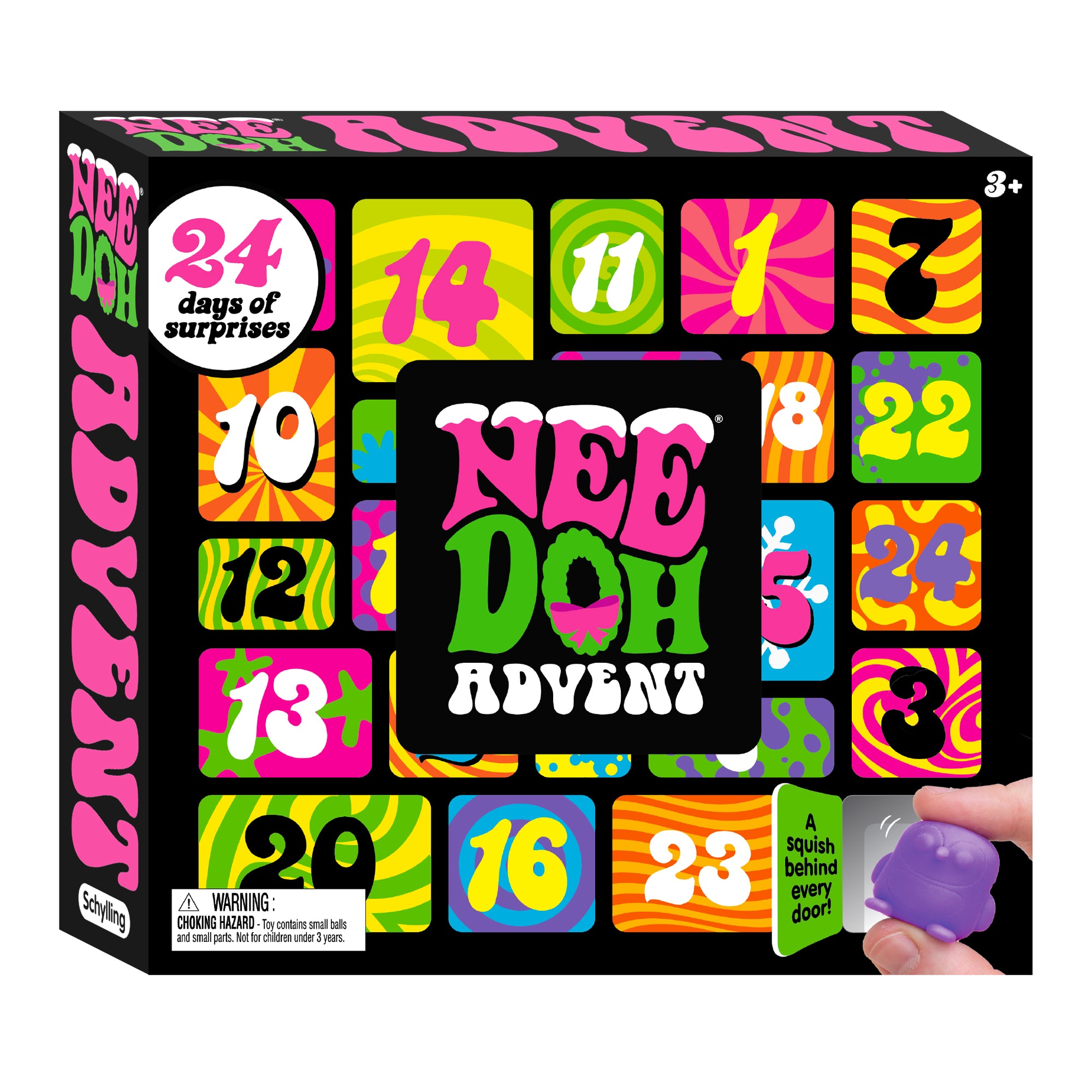 Schylling NeeDoh Squishmas Advent Calendar - 24 Tiny Squishy Surprises for Holiday Fun