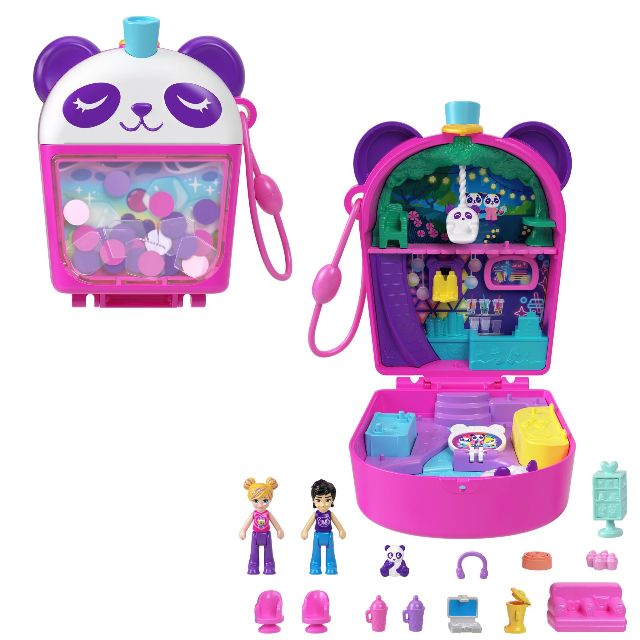 Hot! Polly Pocket Bubble Tea Panda Compact Set