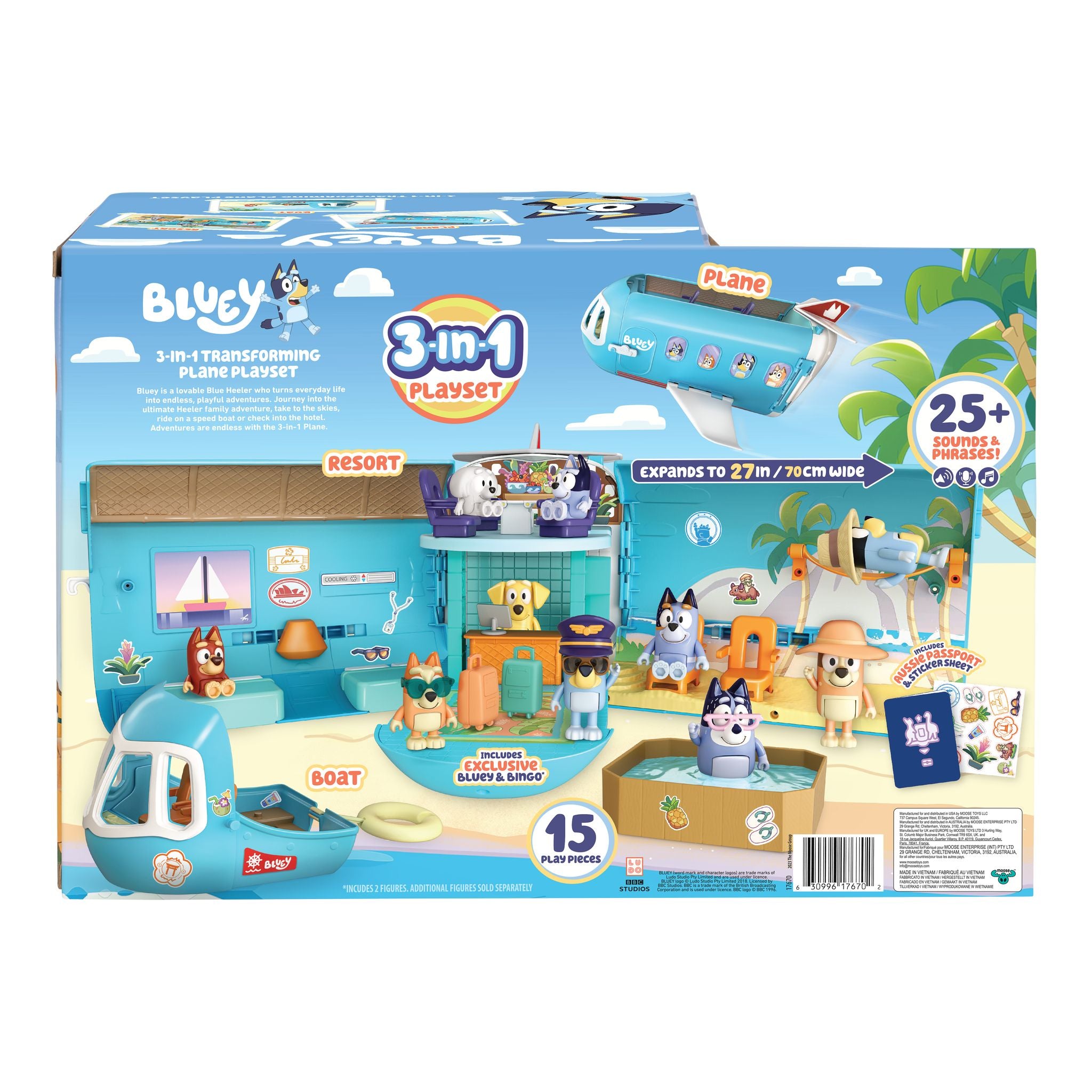 Bluey 3-In-1 Transforming Airplane Playset - Exclusive Figures & Sounds!