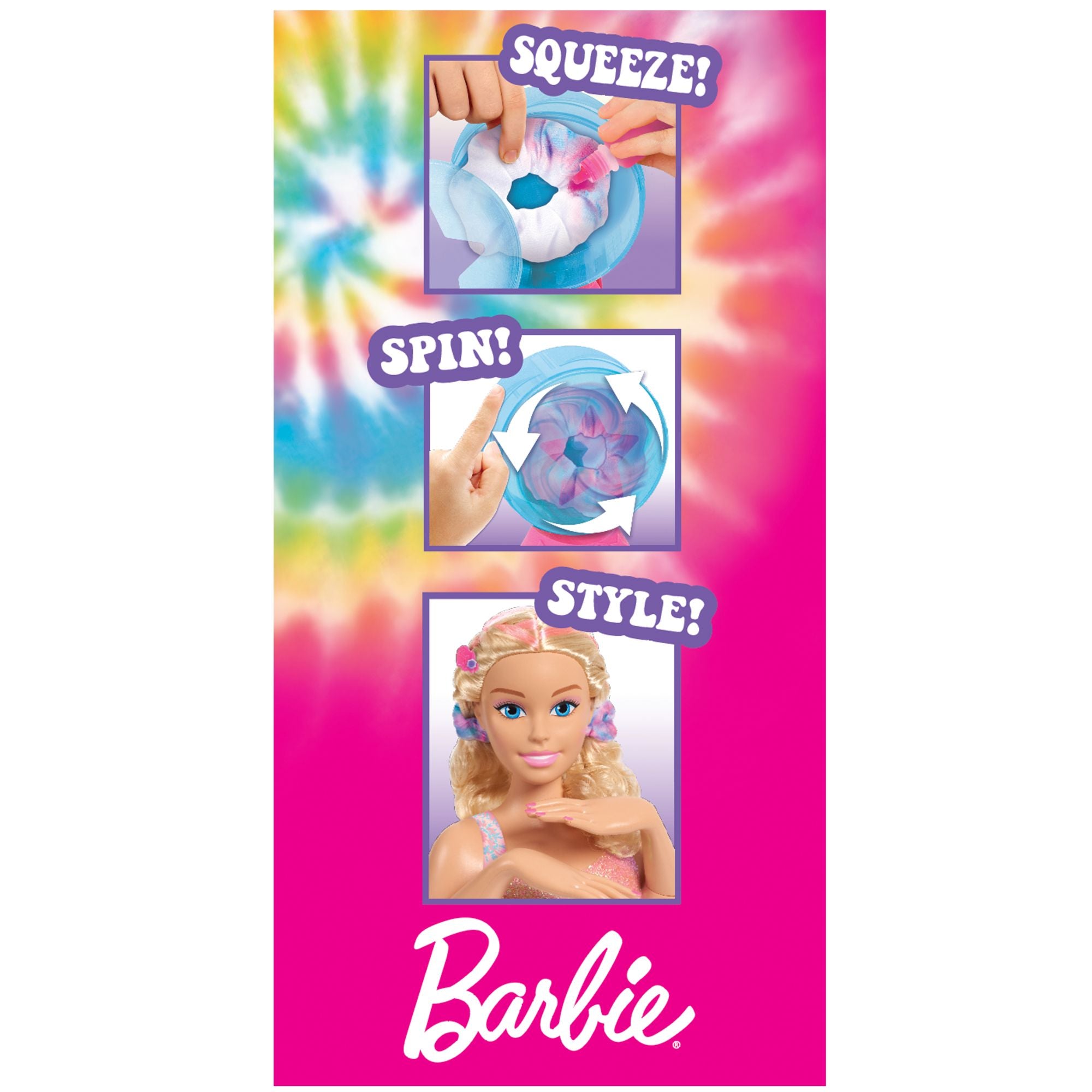 Hot! Barbie Blonde Tie - Dye Deluxe Styling Head
