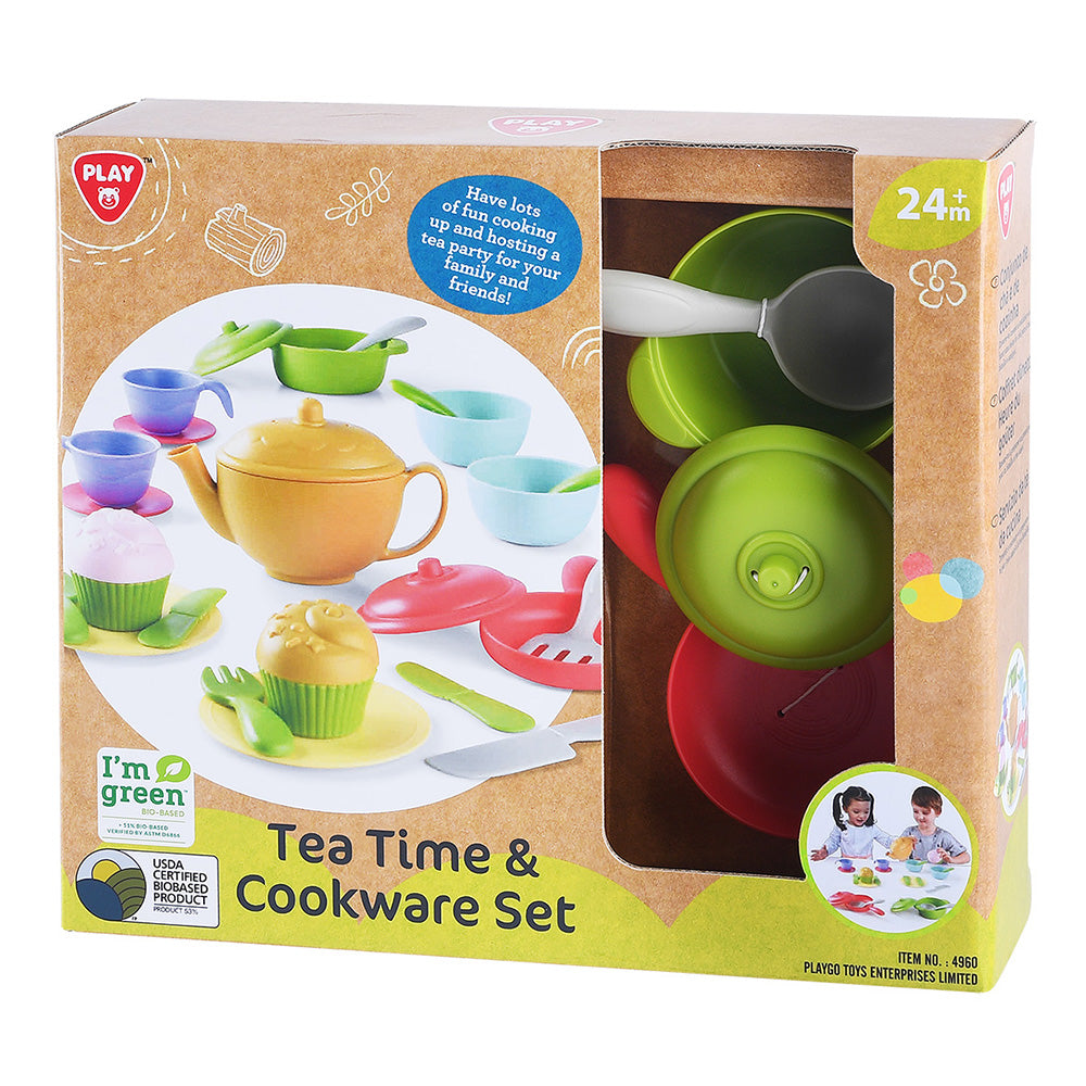 Playgo Toys Bio-Based Tea & Cookware Set - Eco-Friendly Fun!