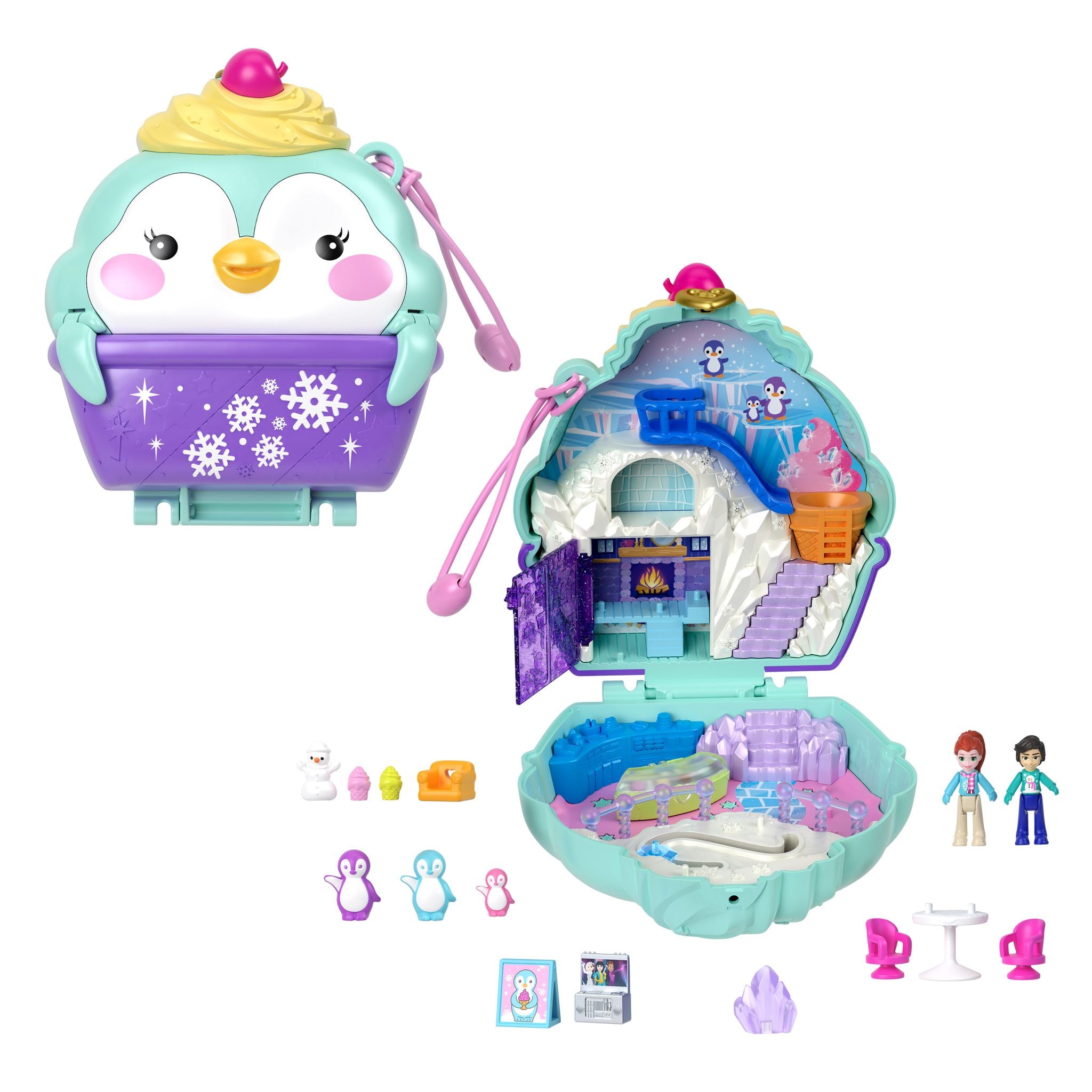 Hot Deal! Polly Pocket Snow - Themed Penguin - Shaped Compact Toy for Ages 4+