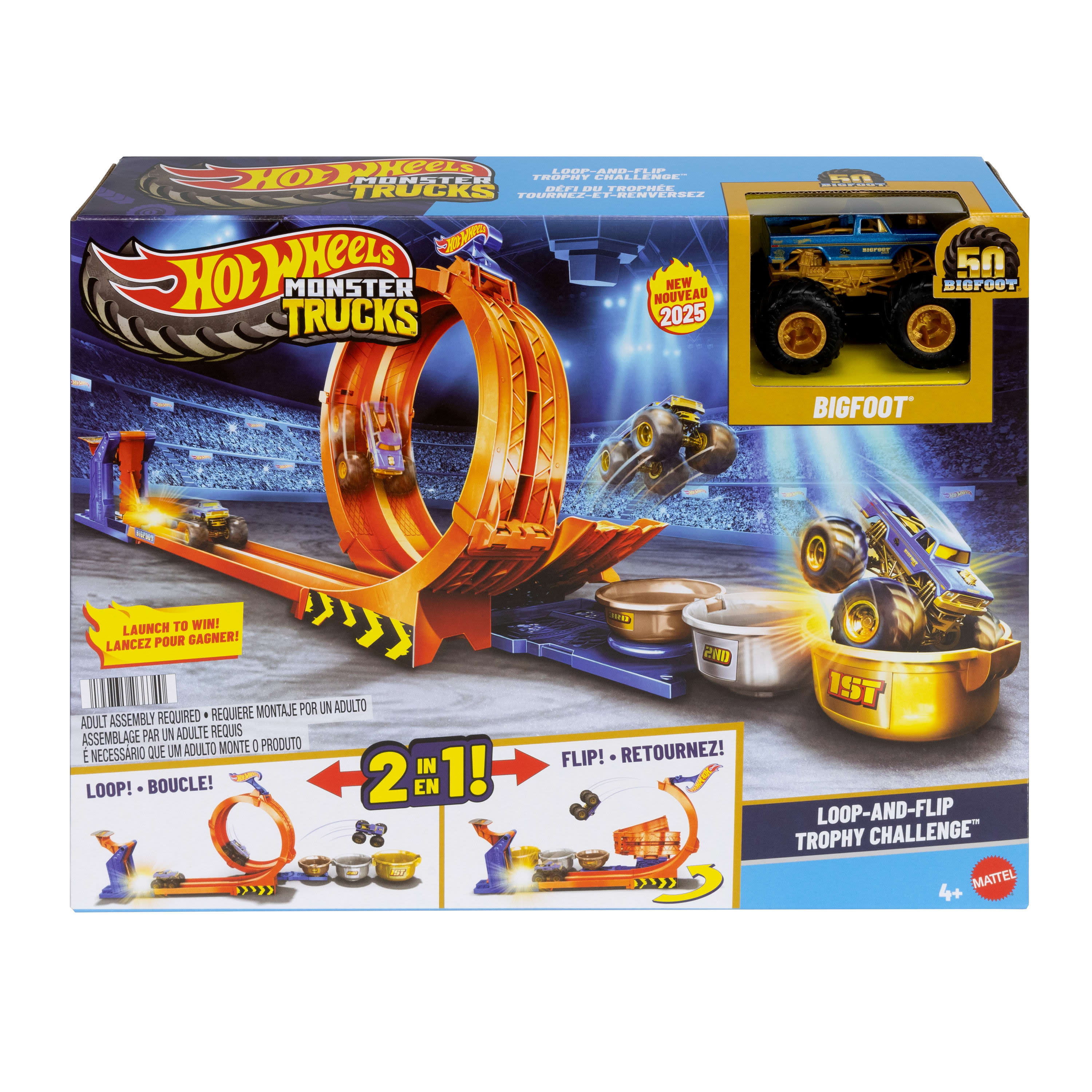 Hot Wheels 50th Anniversary Monster Trucks Loop-And-Flip Trophy Challenge Playset