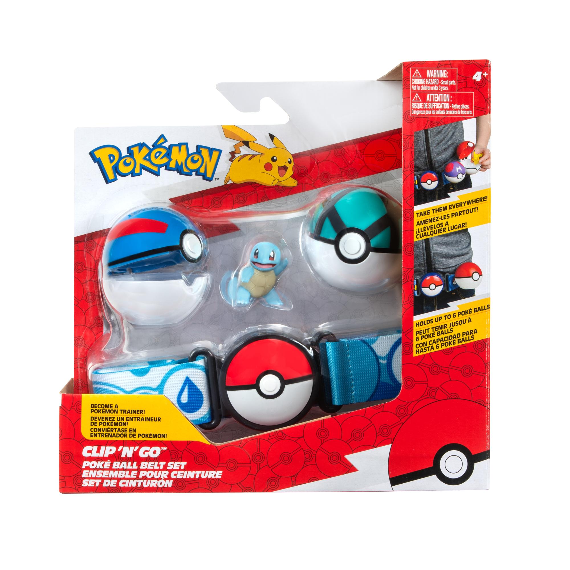 Hot! Pokemon Clip N Go Poke Ball Belt Set with Squirtle