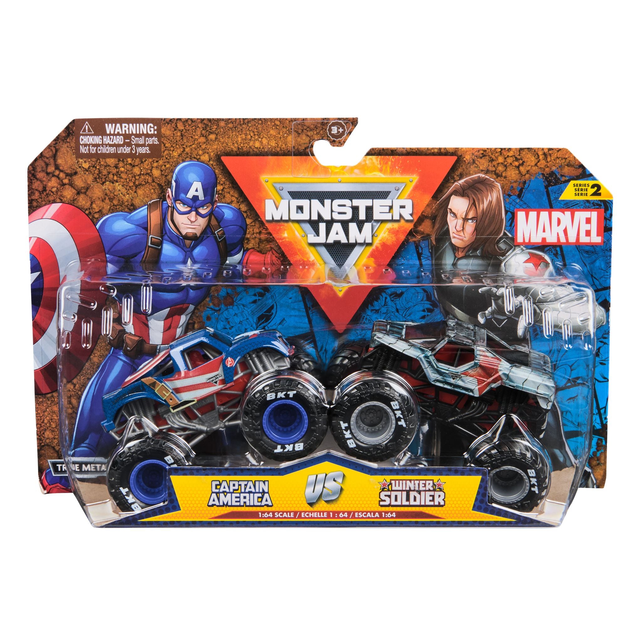 Hot Deal! Monster Jam 1:64 Scale Die - Cast 2 - Pack: Captain America vs Winter Soldier Trucks