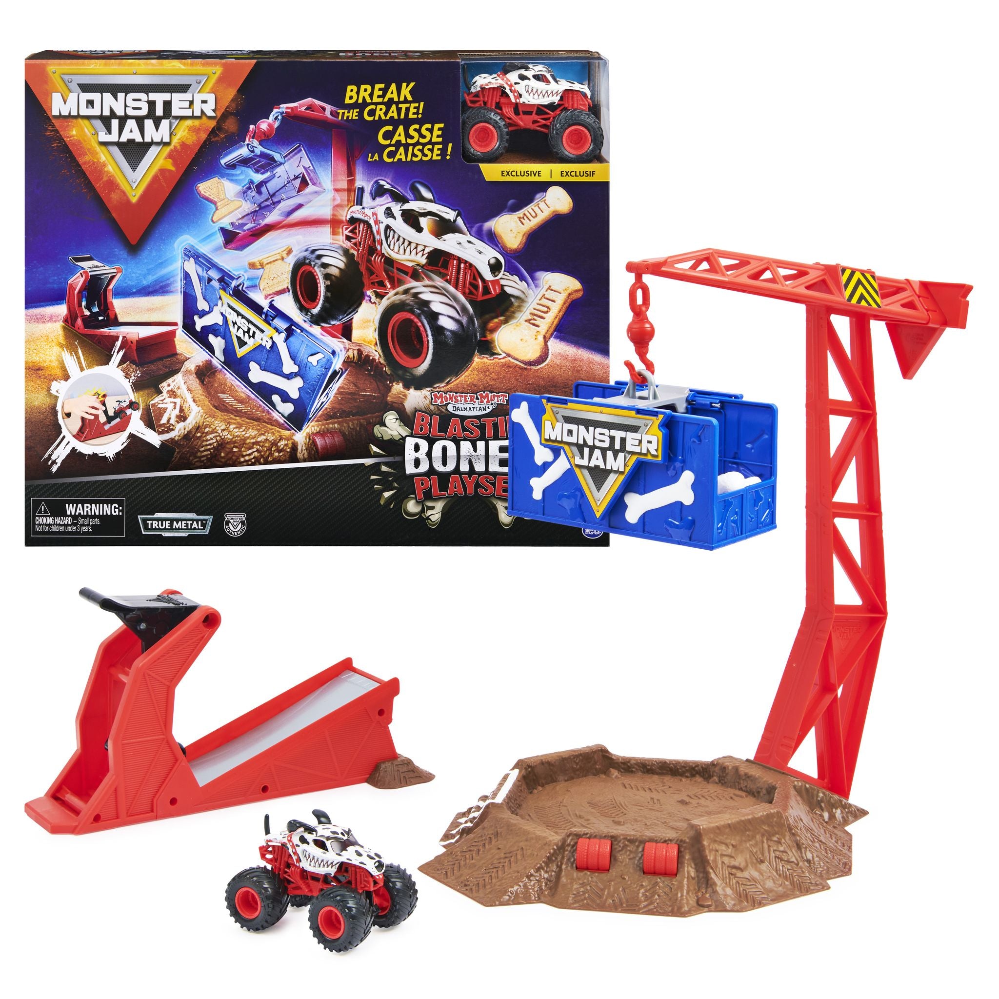Monster Jam Monster Mutt Dalmatian Blastin' Bones - An Exclusive Action Playset