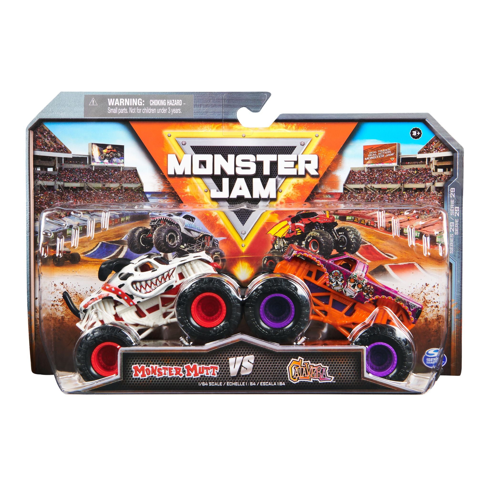 Hot Deal! Monster Jam 1:64 Scale 2-Pack - Monster Mutt Dalmatian vs Calavera Die-Cast Trucks