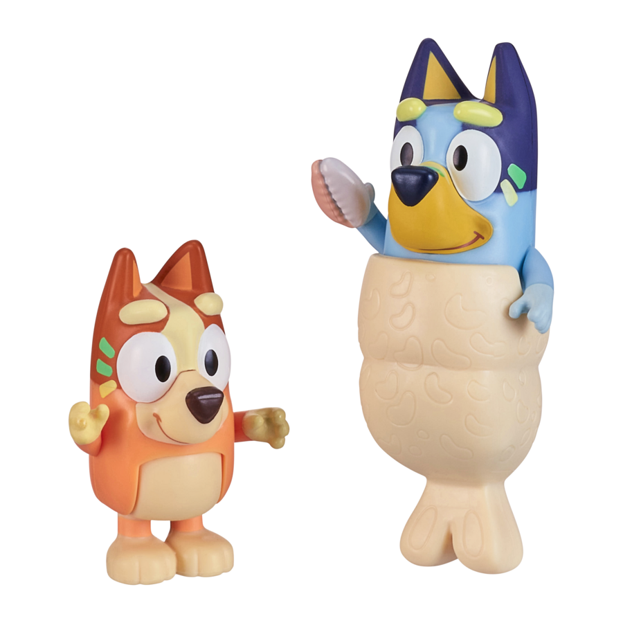 Hot! Bluey Beach Mermaid Tails 2-Pack Figures