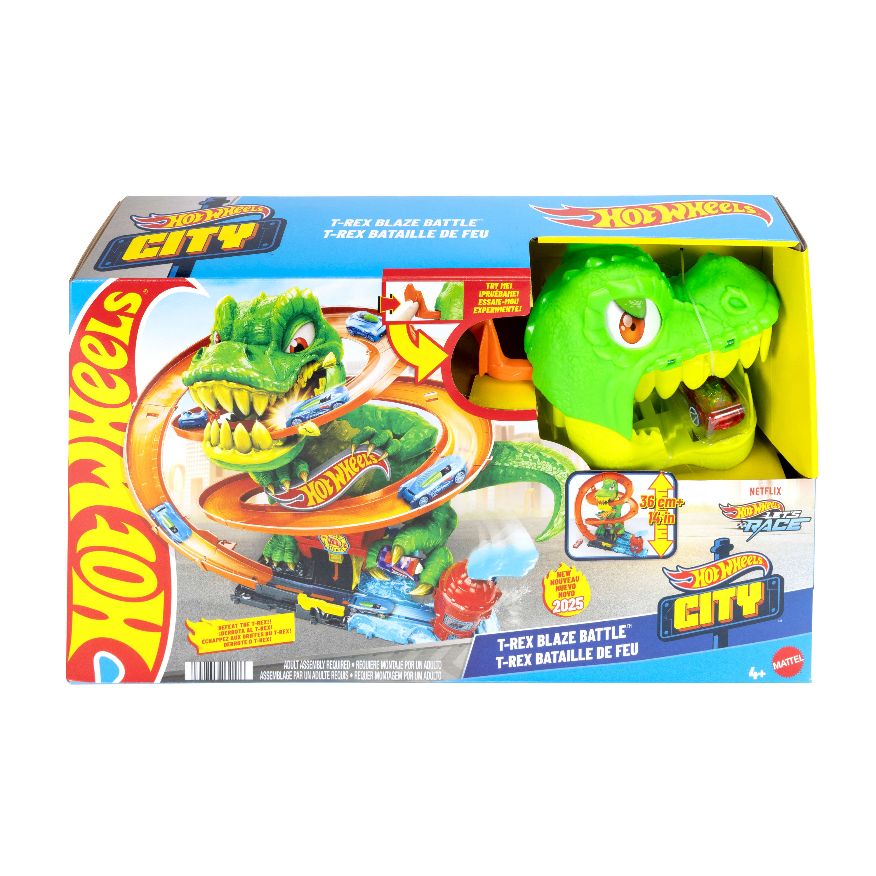 Hot Wheels City T-Rex Blaze Battle Set - Epic Racing Fun
