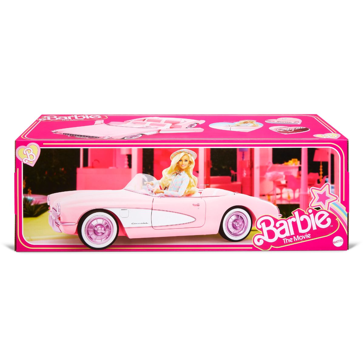 Hot Sale! Collectible Barbie The Movie Pink Corvette Convertible Toy Car