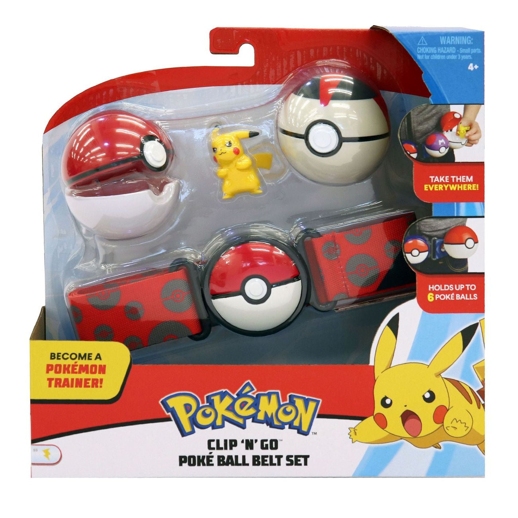 Hot Sale! Pokemon Clip N Go Poke Ball Belt Set with Poke Ball, Timer Ball and Pikachu Figure