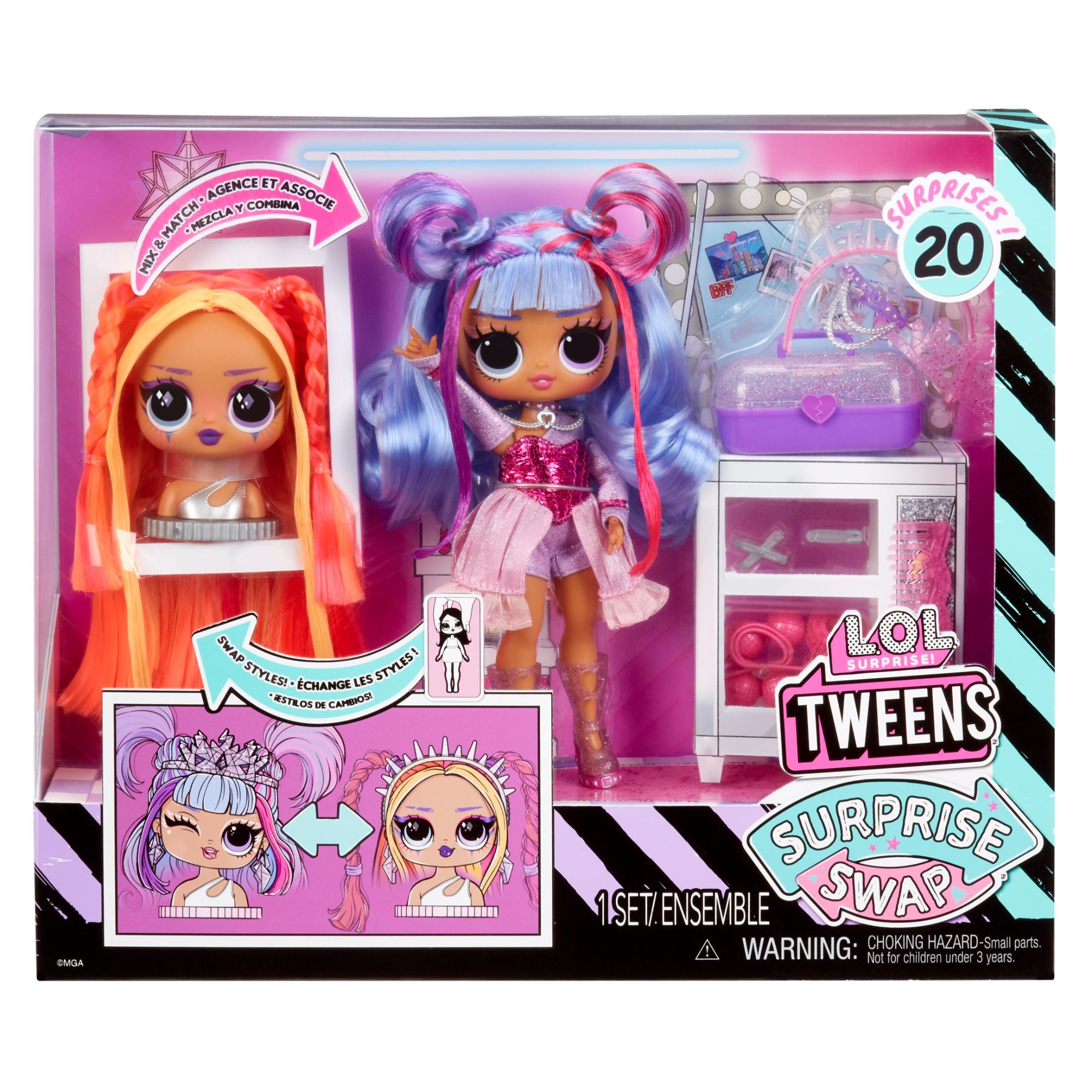 L.O.L. Surprise Tweens Fashion Swap Doll - Buns-to-Braids Bailey with 20+ Surprises