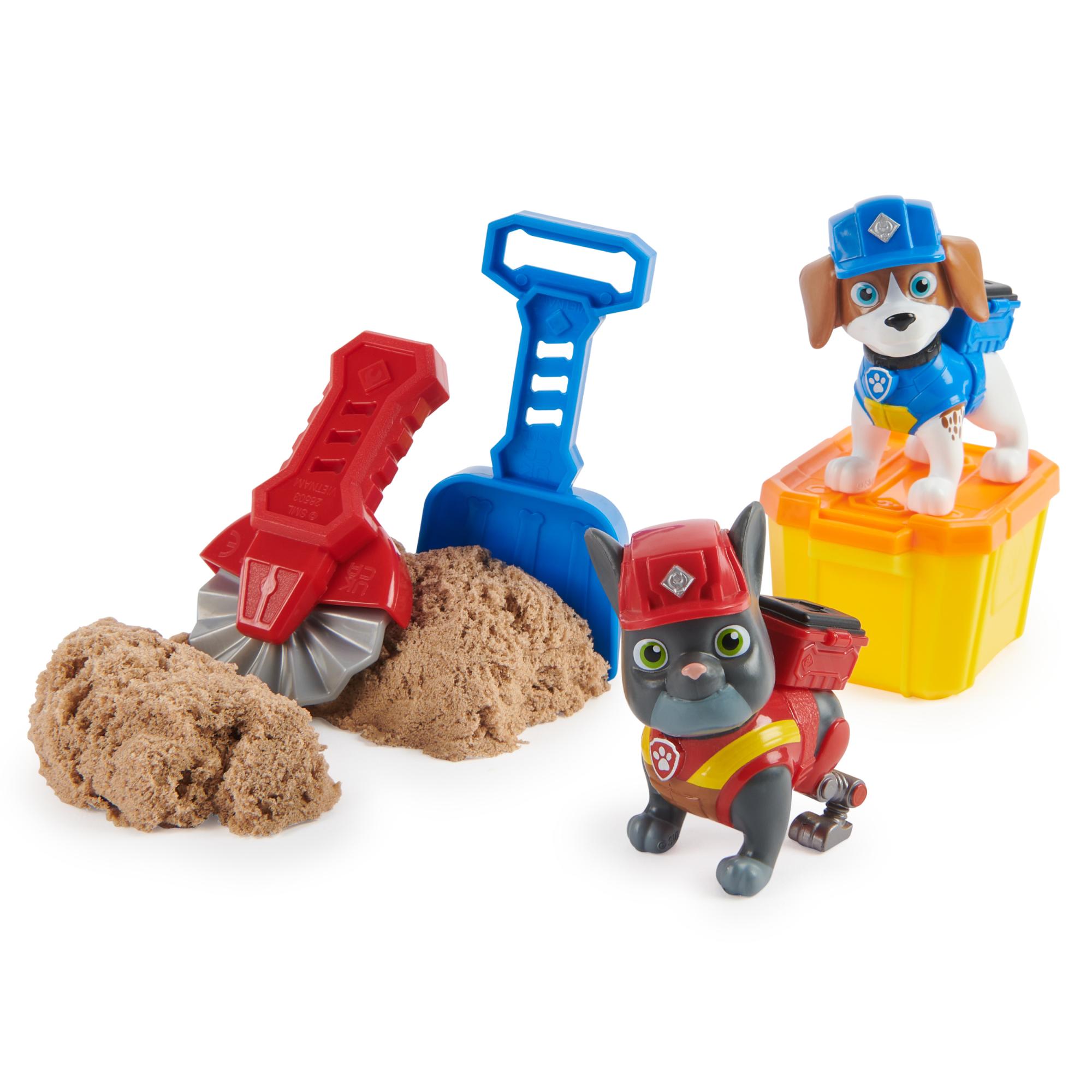 Rubble & Crew Build-It Pack: Charger and Wheeler Action Figures with Kinetic Sand