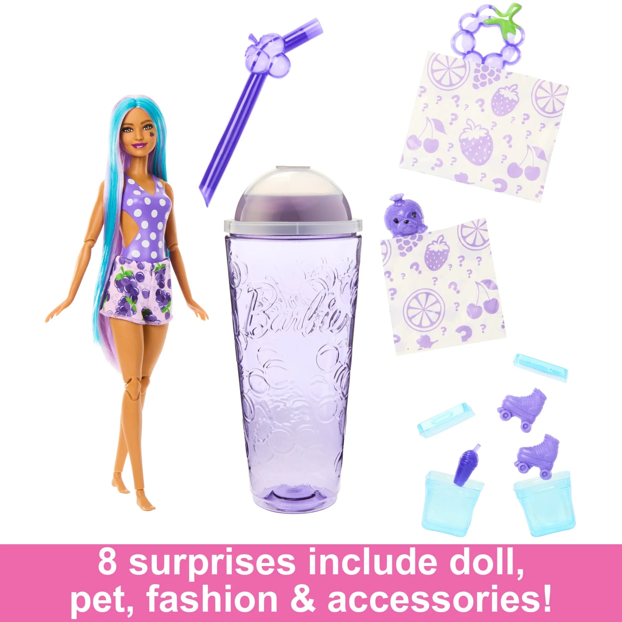 Hot Deal! Barbie Pop Reveal Doll - Grape Fizz Flavor from Juicy Fruits Series